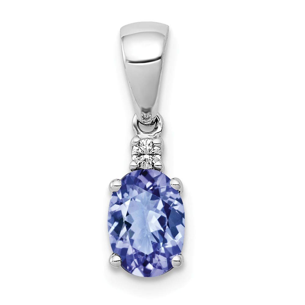 14K White Gold Oval Tanzanite & Diamond Pendant Necklace for Women - Elegant Jewelry Gift for Anniversary, Birthday & Special Occasions