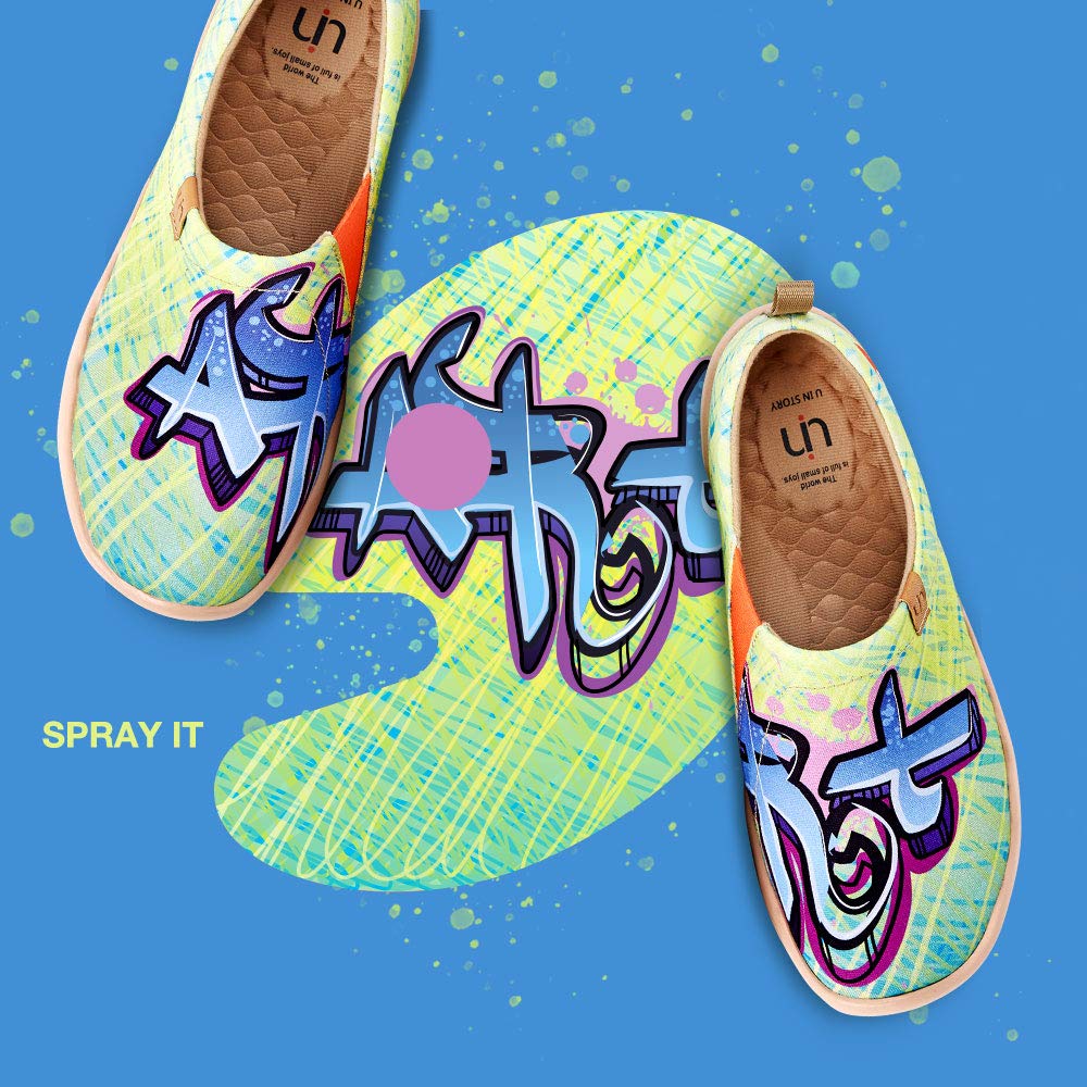 UIN Women's Slip On Loafers - Lightweight Casual Sneakers with Artistic Paint Design for Walking, Travel & Everyday Wear | Comfortable Breathable Flats for Work, Shopping & Outdoor Activities