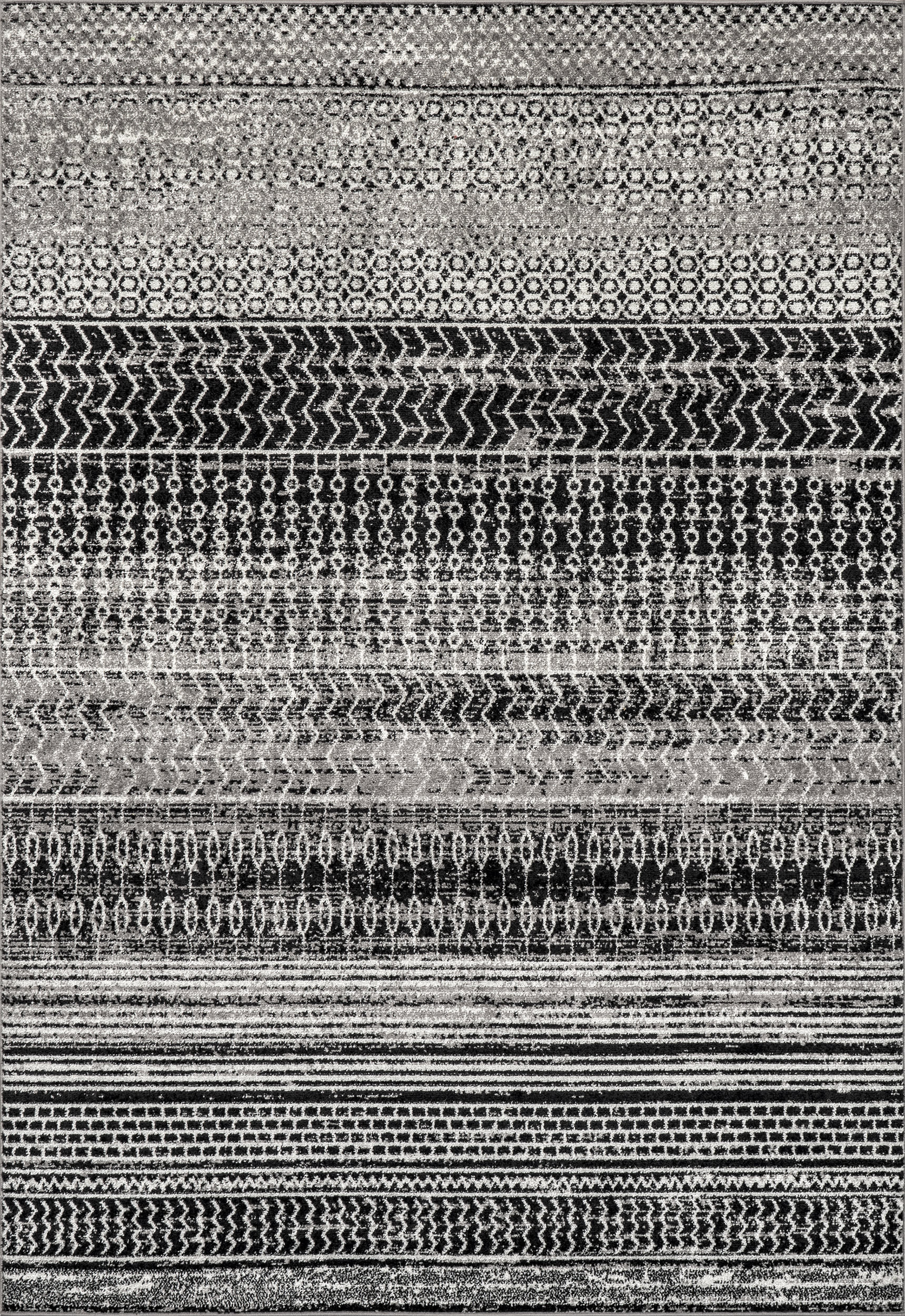 Stylish Banded Abacus and Stripes Area Rug in Dark Grey - Perfect for Living Room, Bedroom, or Office Decor