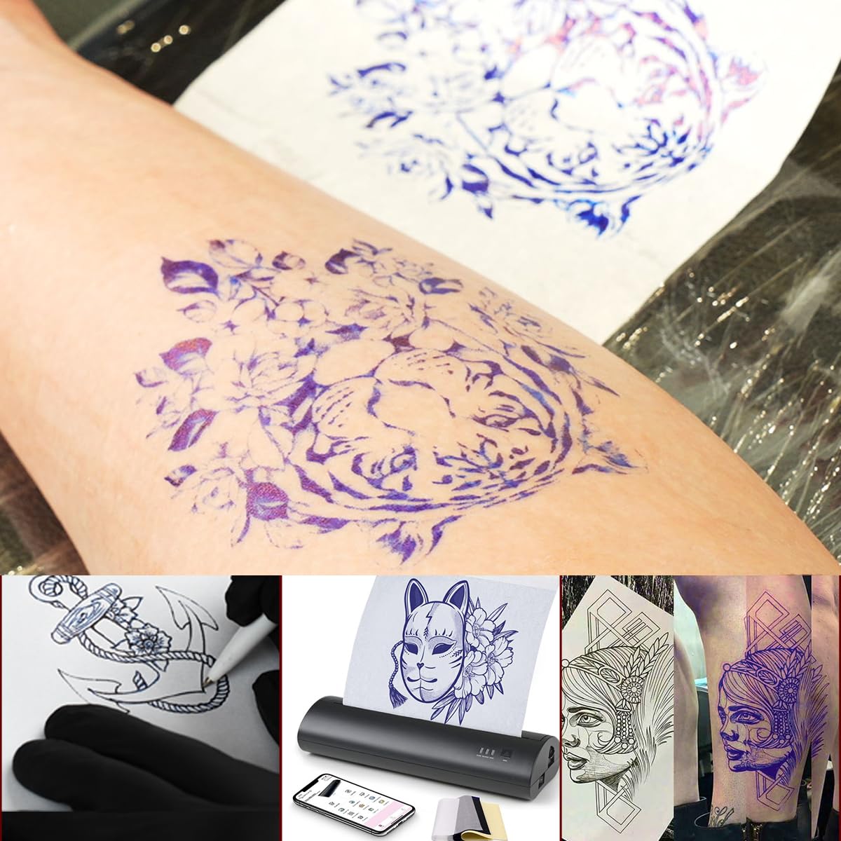 100Pcs Ultra HD Thermal Tattoo Transfer Paper - 4 Layer Professional Stencil Paper for Tattoo Artists | Works with Tattoo Stencil Printers & Freehand Drawing | A4 Size | Perfect for Tattoo Studios, Home Practice & Professional Tattooing