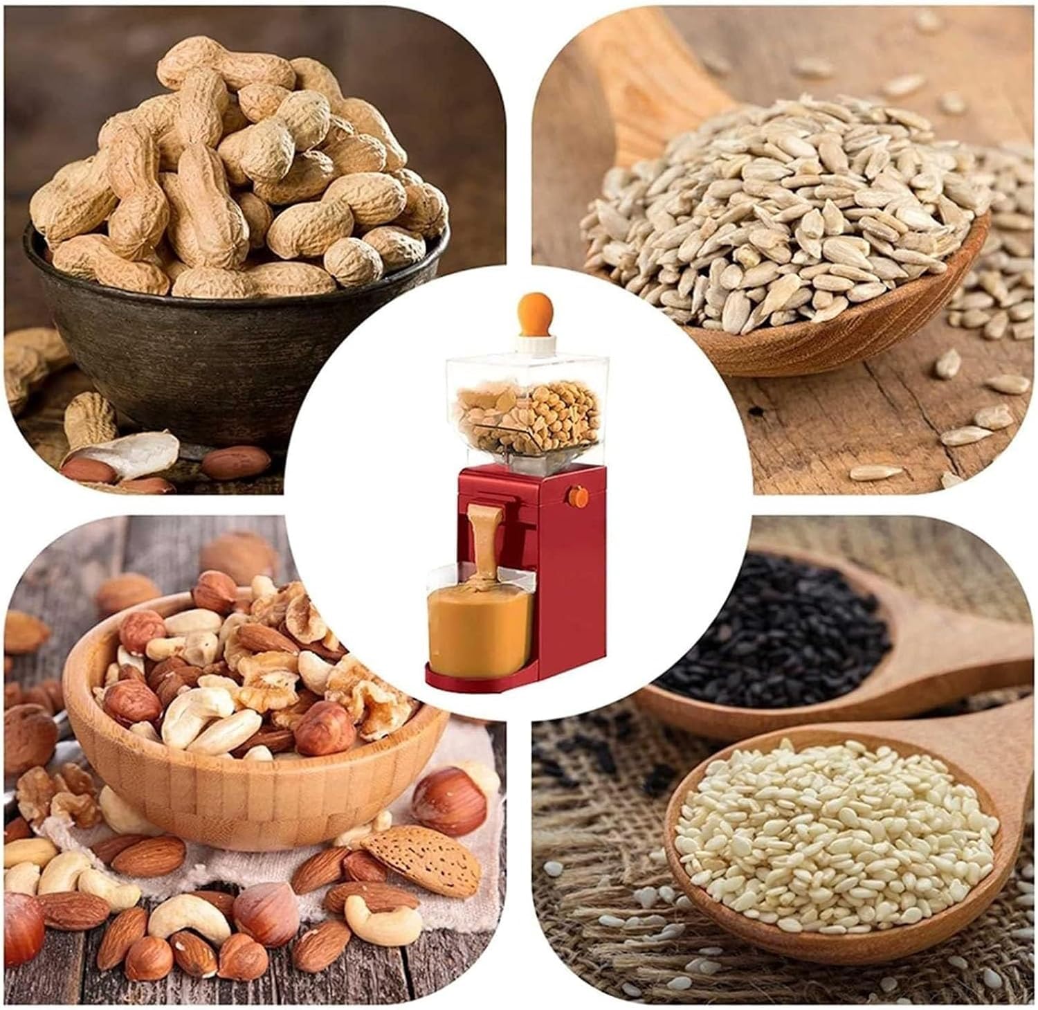 Electric Peanut Butter Maker Machine - 500ml Capacity, Non-Slip Base & Hourglass Design for Smooth Grinding | Perfect for Homemade Nut Butters, Healthy Snacks & Kitchen Use