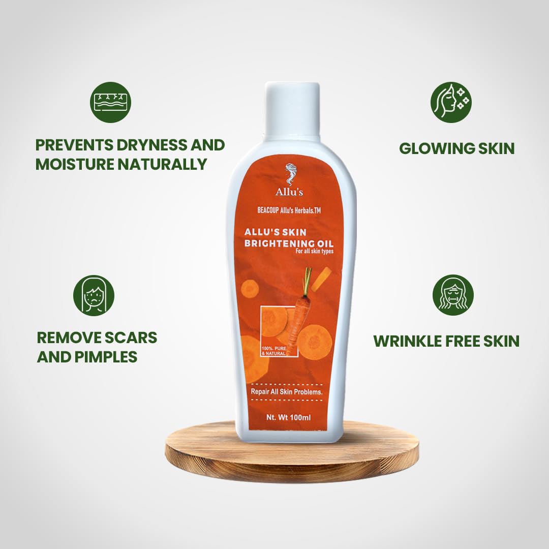 Allus Skin Brightening Oil for Full Body Glow - 100ml | Natural Radiance Booster for Face & Body | Perfect for Daily Skincare & Nighttime Routine
