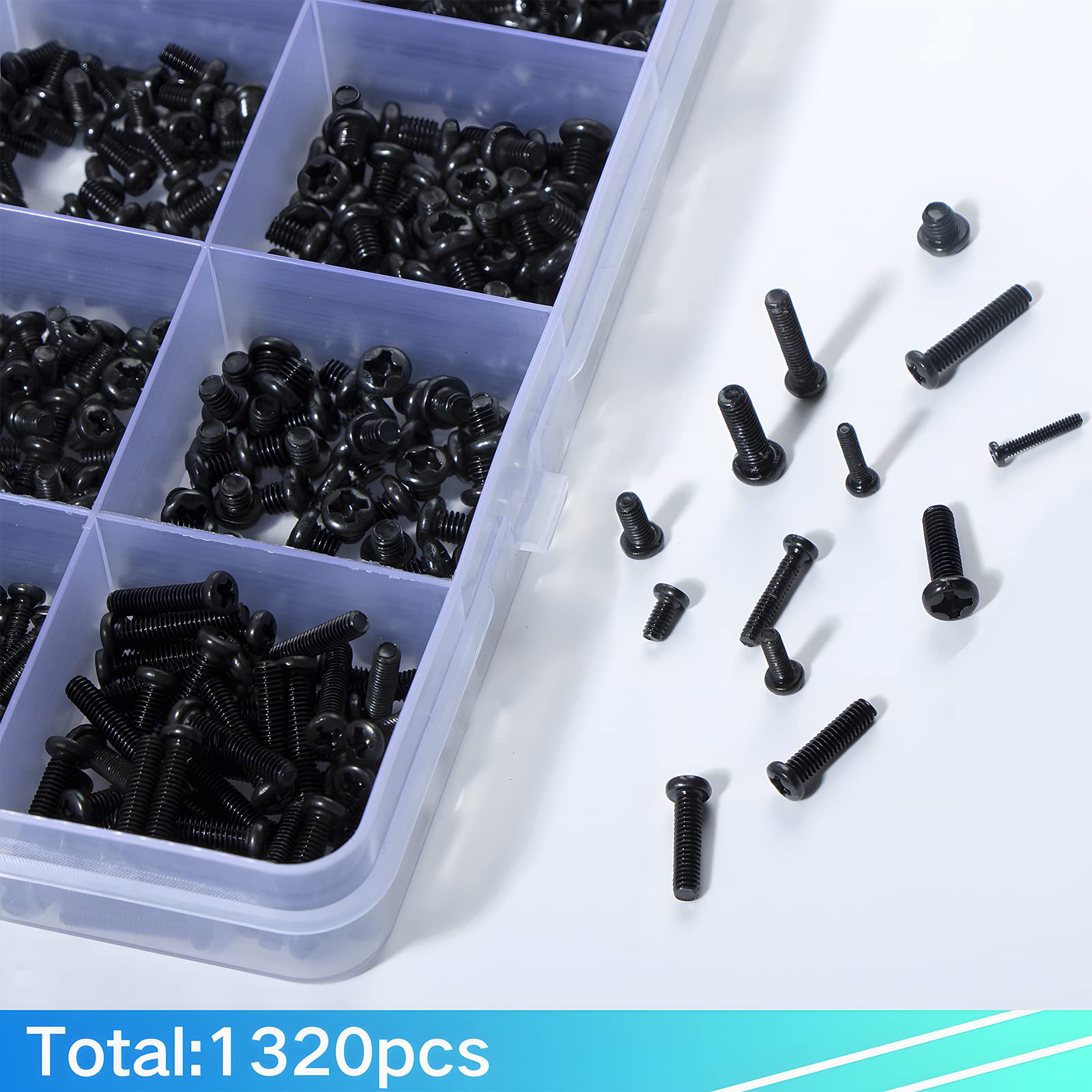 Zmbroll 1320Pcs Laptop Screws Kit - Black Pan Head for Notebook, Phone, Watch Repair