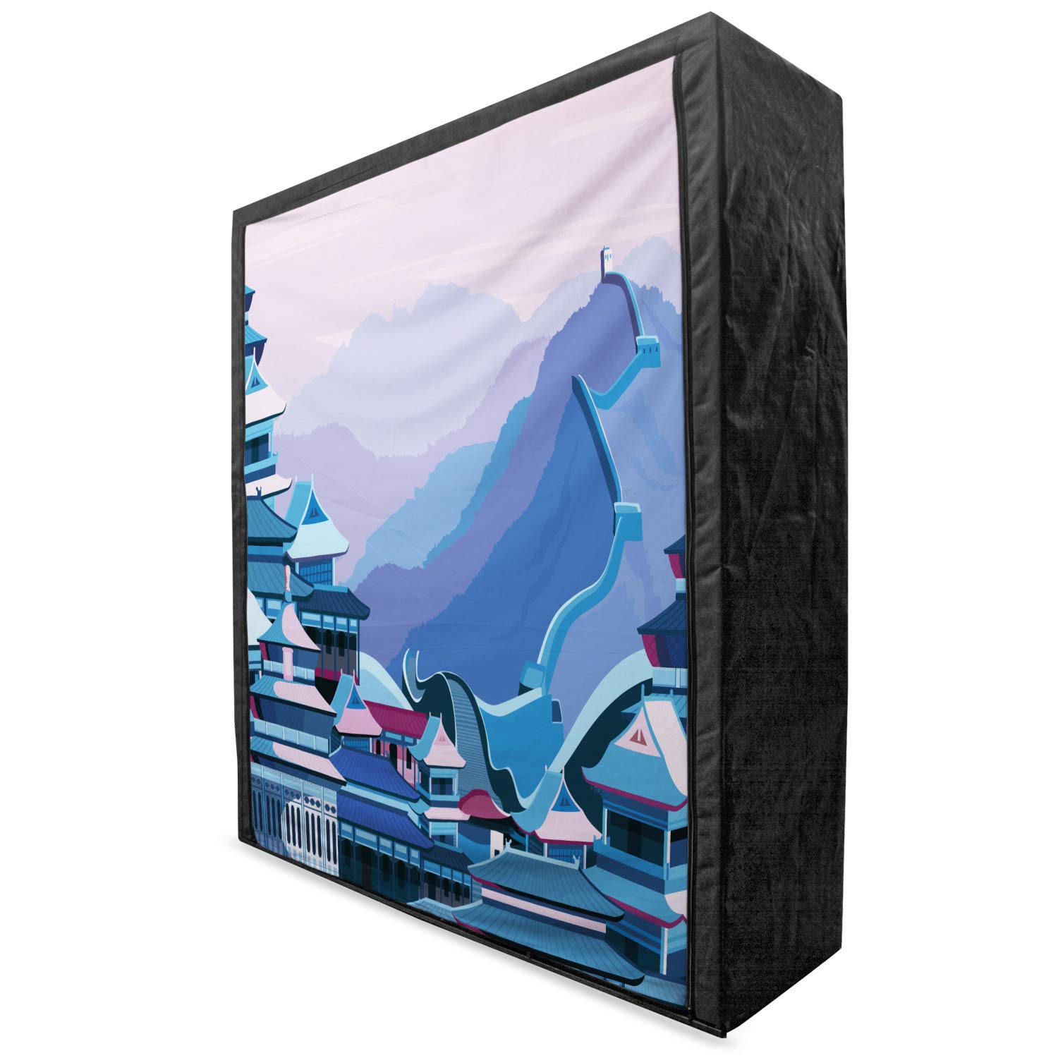 Ambesonne Digital Portable Fabric Wardrobe - Futuristic Graphic Art Clothing Organizer with Shelves, 59