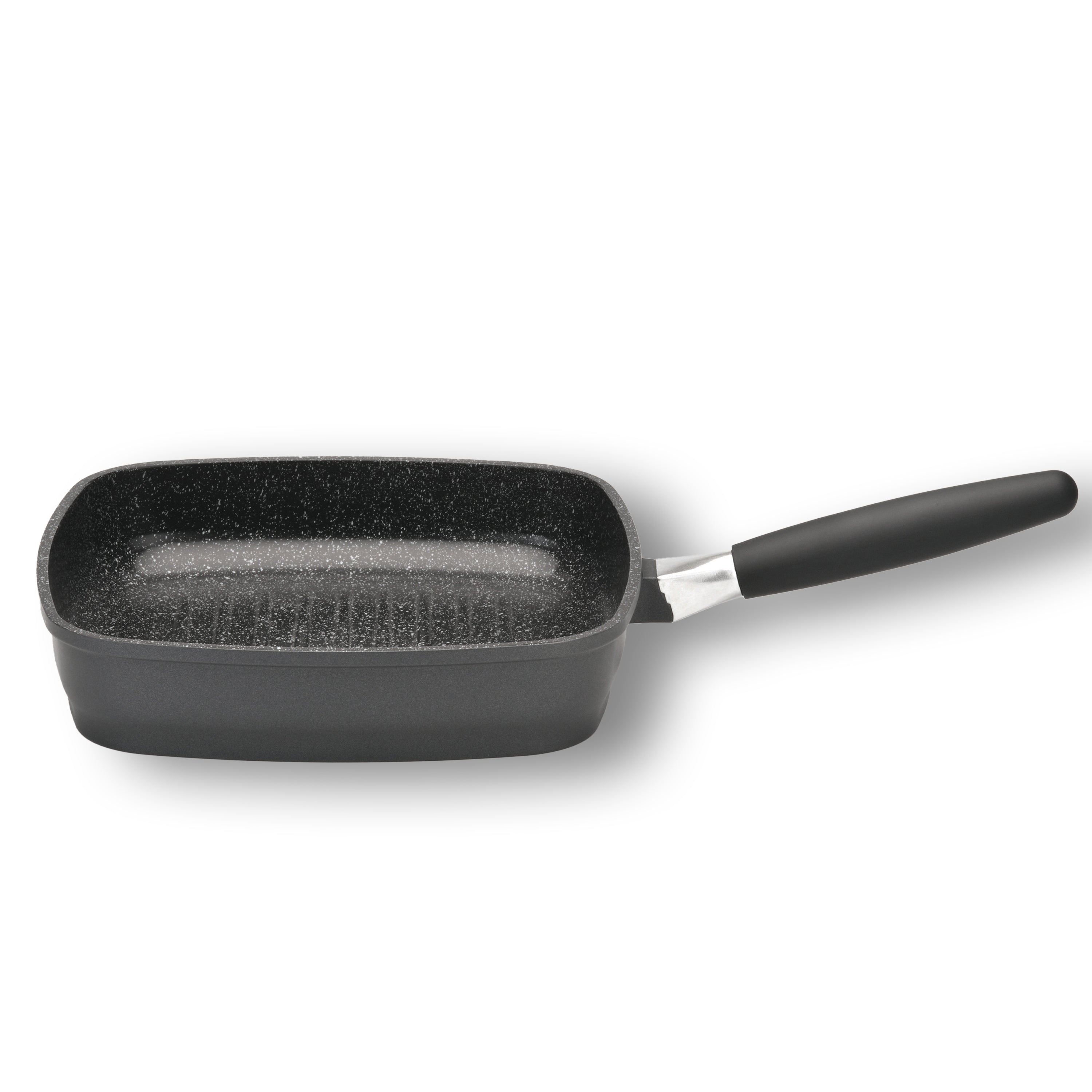 BergHOFF Scala 12.5-Inch Square Non-Stick Grill Pan with Removable Handle - Perfect for Indoor Grilling, BBQ, and Stovetop Cooking