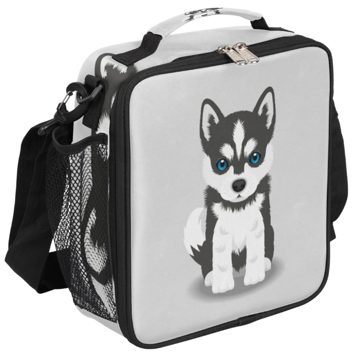 Insulated Husky Dog Lunch Box for Kids - Cute Adjustable Shoulder Strap Lunch Bag for Boys & Girls, Perfect for School, Picnic & Outdoor Activities