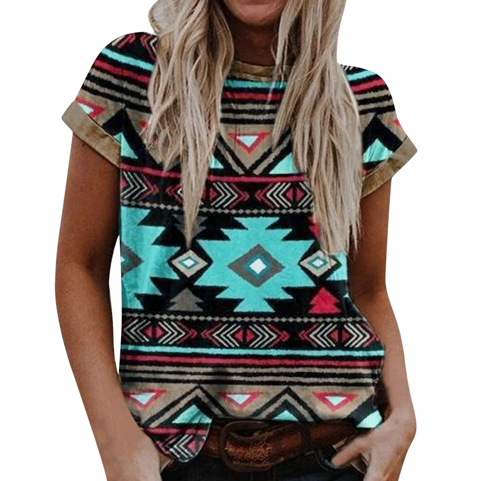 Women's Casual Summer Blouses - Round Neck Short Sleeve Tops for Ladies & Girls | Perfect for Beach Outings, Office Wear & Everyday Fashion