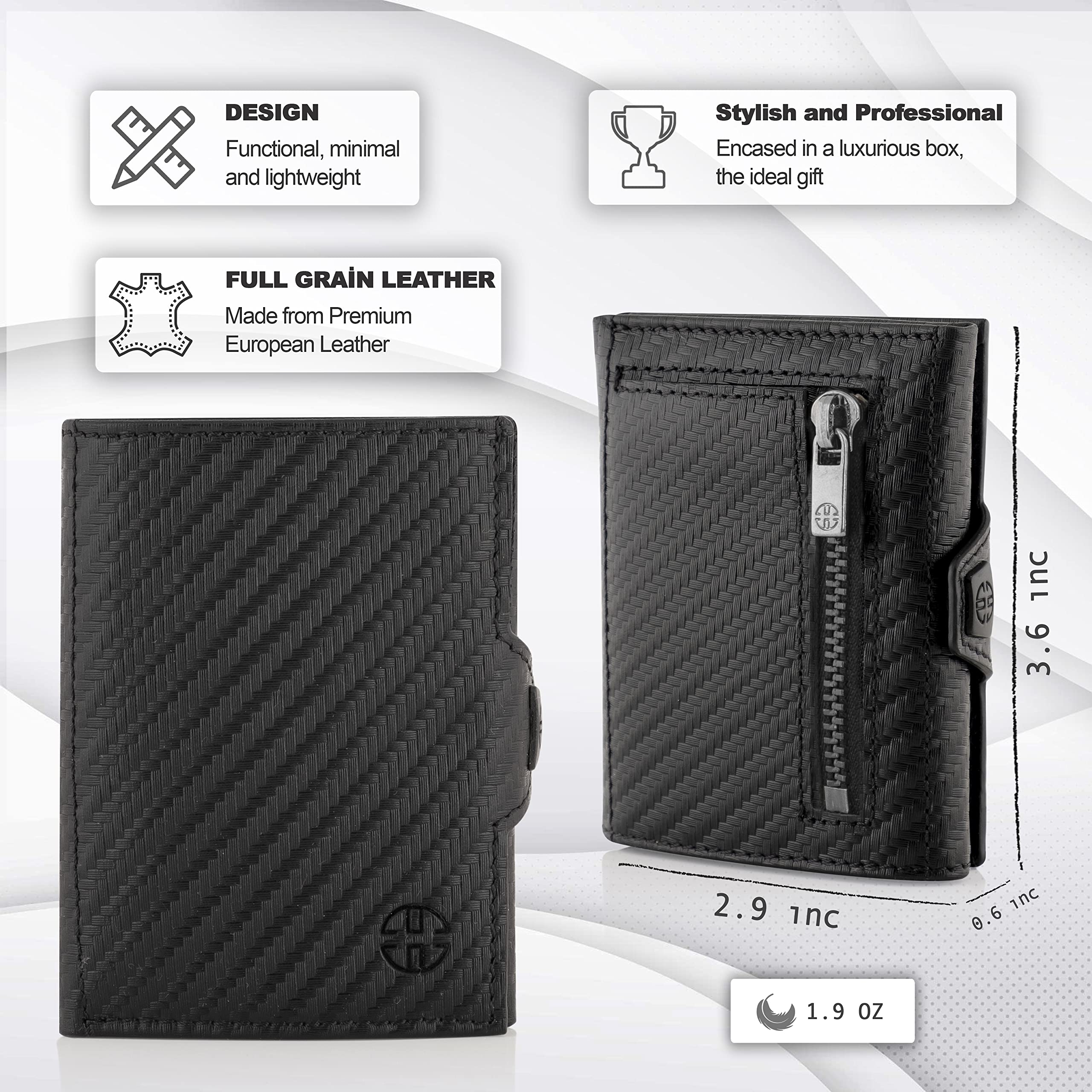 TRUSADOR Verona RFID Blocking Leather Wallet for Men & Women - Slim Front Pocket Trifold Wallet for Travel, Business & Everyday Use