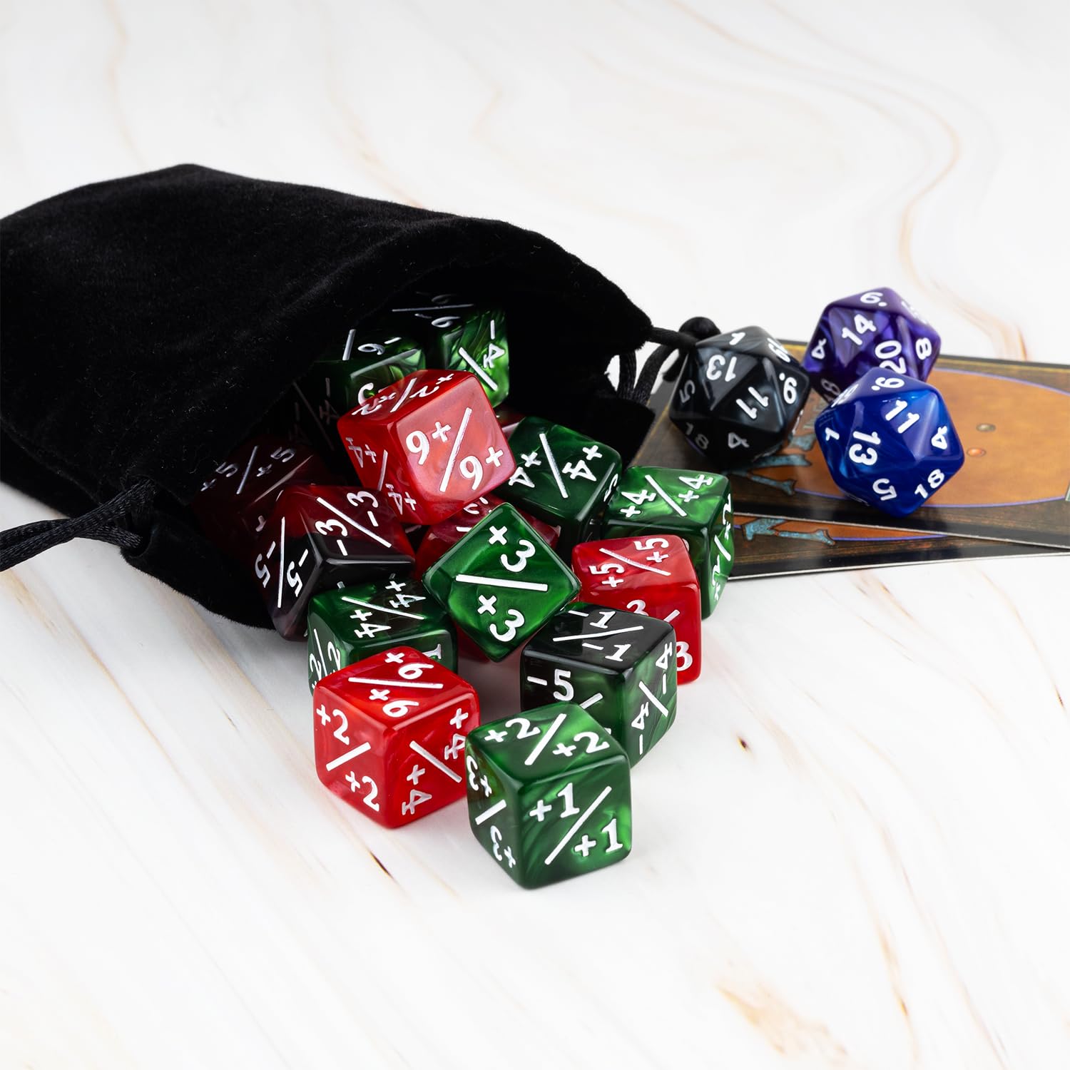 51-Piece MTG Counter Dice Set with +1/+1 Tokens & Life Counters - 6-Sided Dice for Magic: The Gathering, TCG, Card Games | Perfect for Game Nights, Tournaments & Strategy Sessions