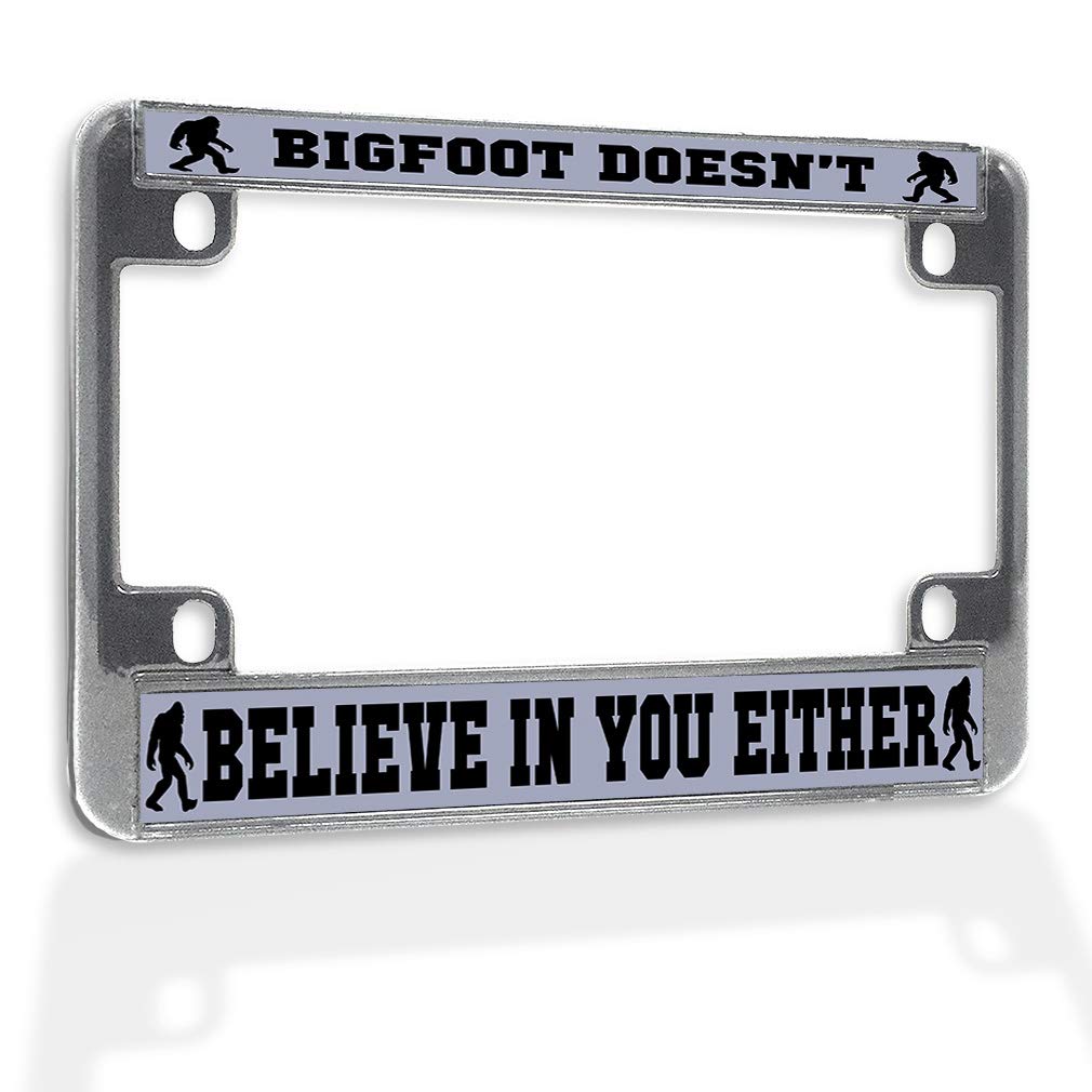 Bigfoot Bike License Plate Frame - Weatherproof Chrome Motorcycle Accessory for Outdoor Riders