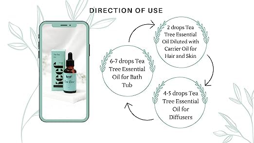 Pure Tea Tree Essential Oil for Skin, Hair & Face - Natural Aromatherapy Oil with Glass Dropper - Helps with Acne, Scalp Care & Relaxation - Perfect for Massage, Diffuser & DIY Beauty (30ml)
