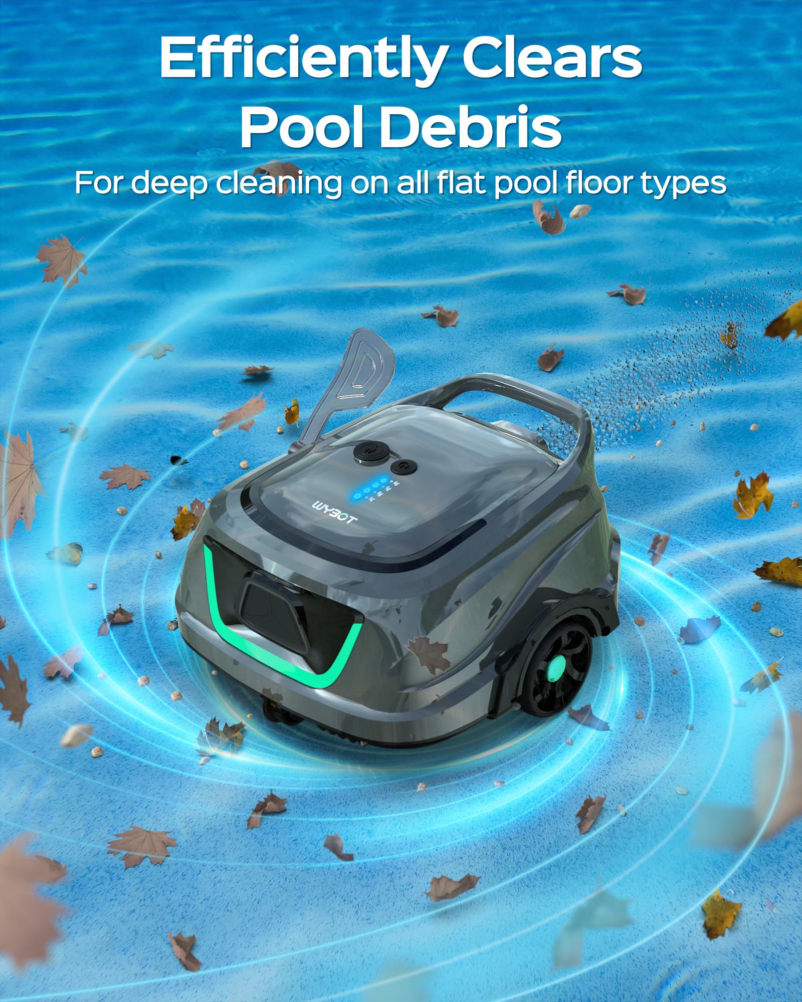 2024 WYBOT A1 Cordless Robotic Pool Cleaner - 120 Min Runtime, 2.5H Fast Charge, Double Filtration System with LED Indicators | Perfect for Above Ground & Flat Bottom Pools | Automatic Cleaning for Inground & Outdoor Swimming Pools