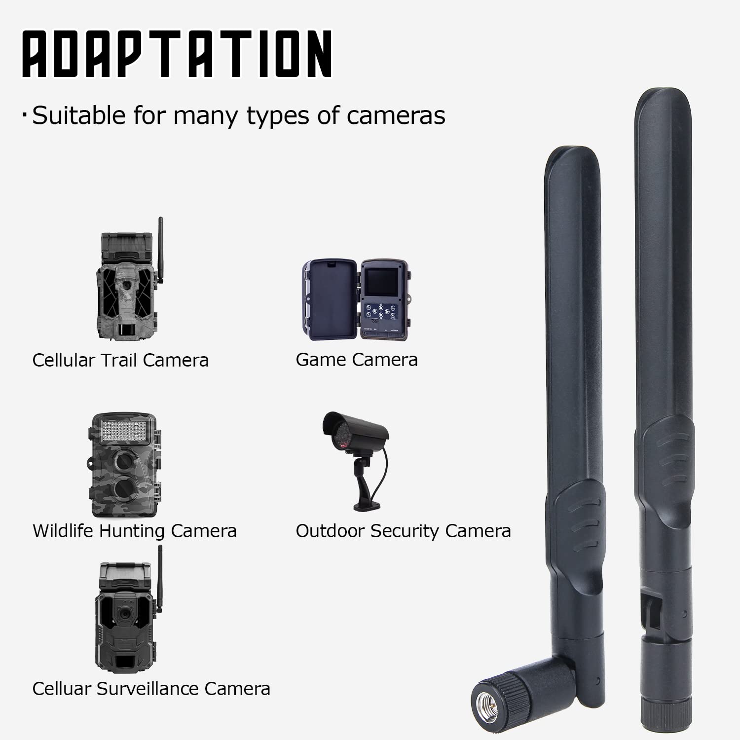 4G LTE Cellular Trail Camera Antenna 8dBi RP-SMA Male (2-Pack) - Replacement Antenna for Spypoint Stealth Cam & Game Cameras - Enhanced Signal for Wildlife Hunting & Outdoor Monitoring