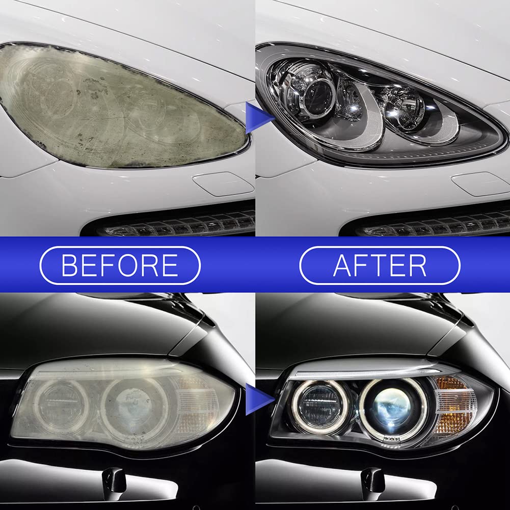 50ML Car Headlight Restoration Kit - UV Protection Headlight Polish & Cleaner with Sponge for Fog Lights, Windows & Brake Lights | Headlamp Repair Fluid for Clear Vision & Night Driving Safety