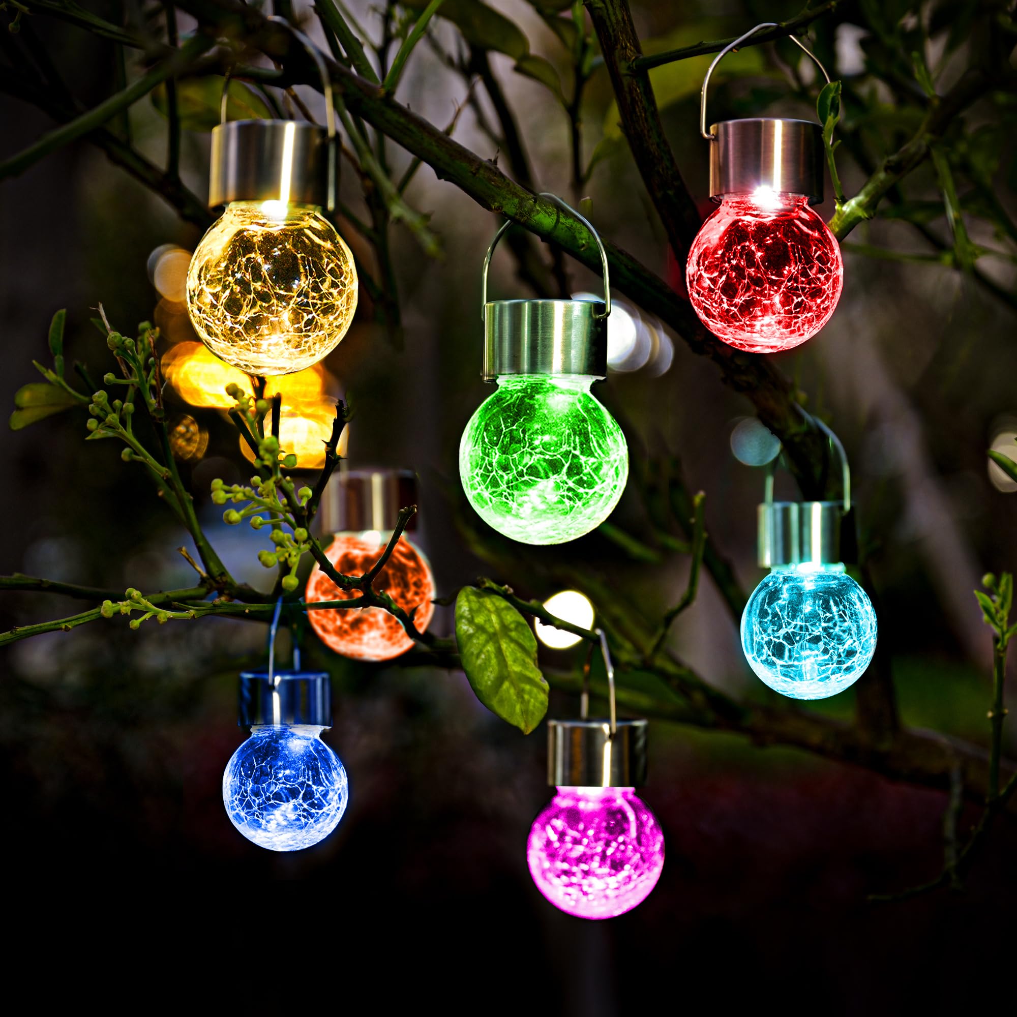 SOLPEX 12 Pack Solar Powered Outdoor Hanging Lights - Waterproof Color Changing Decorative Globe Lights for Garden, Yard, Patio, Lawn & Flower Bed | Perfect for Outdoor Parties, Pathway Lighting & Landscape Decoration