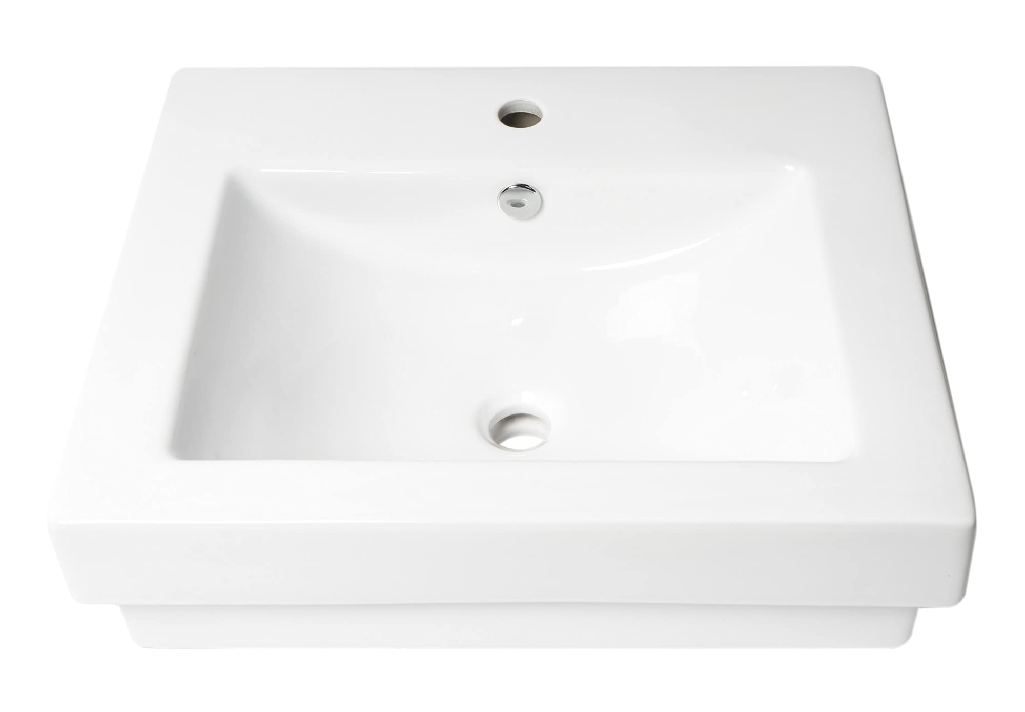 ALFI ABC701 White Ceramic Bathroom Sink - Modern Drop-in Vanity Basin for Powder Room & Guest Bath Installation
