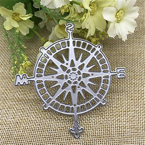 1 Pcs Compass Shape Metal Cutting Dies for DIY Scrapbooking, Card Making, and Paper Craft - 9.5cm x 8.2cm - Perfect for Photo Albums, Greeting Cards, and Home Decor Projects
