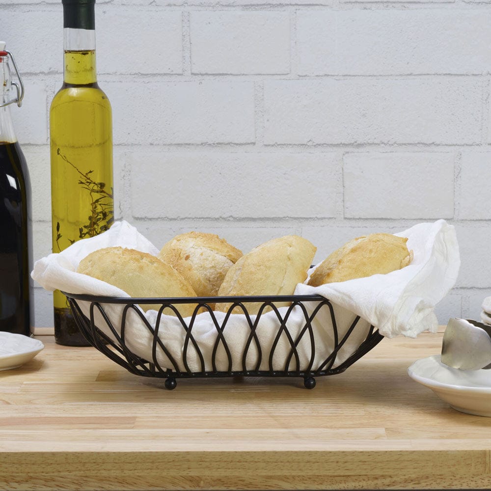 Dahlia Oval Bread Basket - Handwoven Bread Serving Basket for Kitchen, Dining, and Picnics - Perfect for Bread, Rolls, Pastries, and Fruit Display