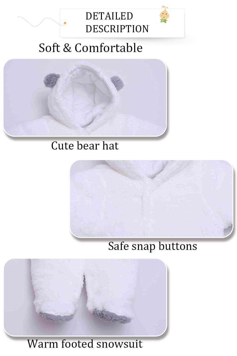 XMWEALTHY Unisex Baby Winter Coats & Snowsuits - Warm Newborn Infant Jumpsuit Bodysuit Set for Boys & Girls | Perfect for Cold Weather, Outdoor Play & Holiday Photos