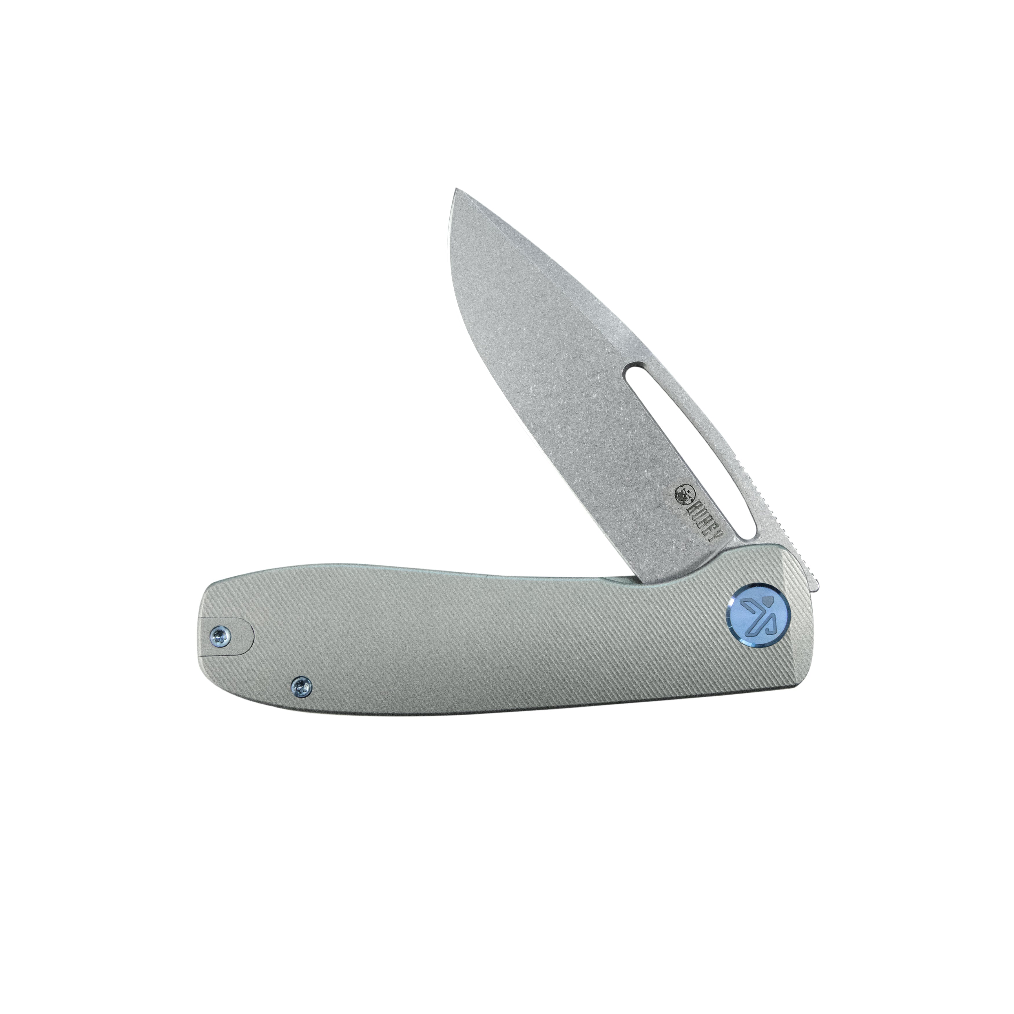 Kubey Supercell Pocket Knife - Grey Titanium Handle, 3.46