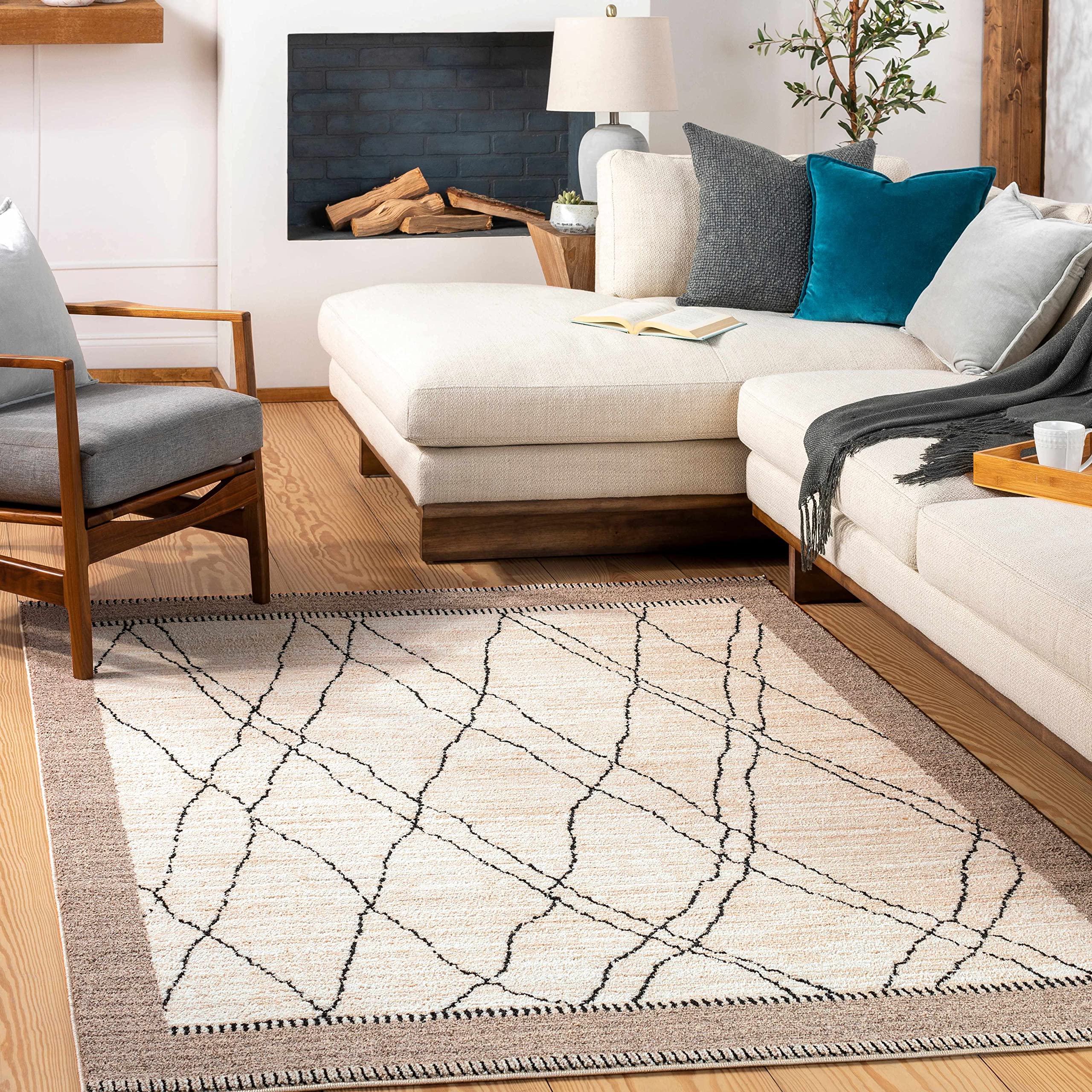 Lupi Modern Area Rug for Living Room & Bedroom - Soft & Durable - Brown, Black, Gray - 3'11