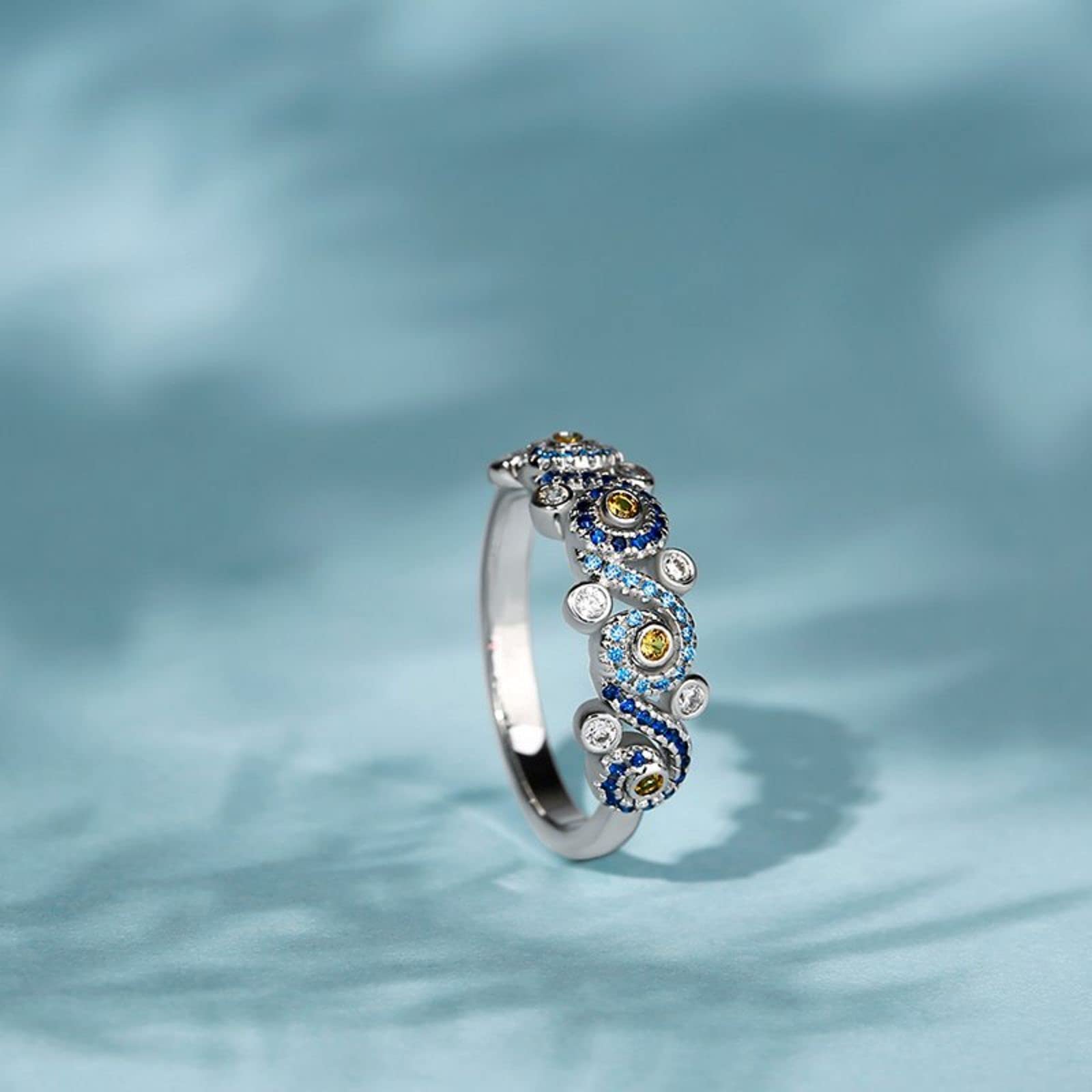 Jeulia Promise Engagement Ring - The Starry Night Round Cut CZ Sterling Silver Diamond Bridal Set | Anniversary Wedding Ring for Her | Valentine's Day Gift with Jewelry Box | Perfect for Proposals, Anniversaries & Romantic Occasions