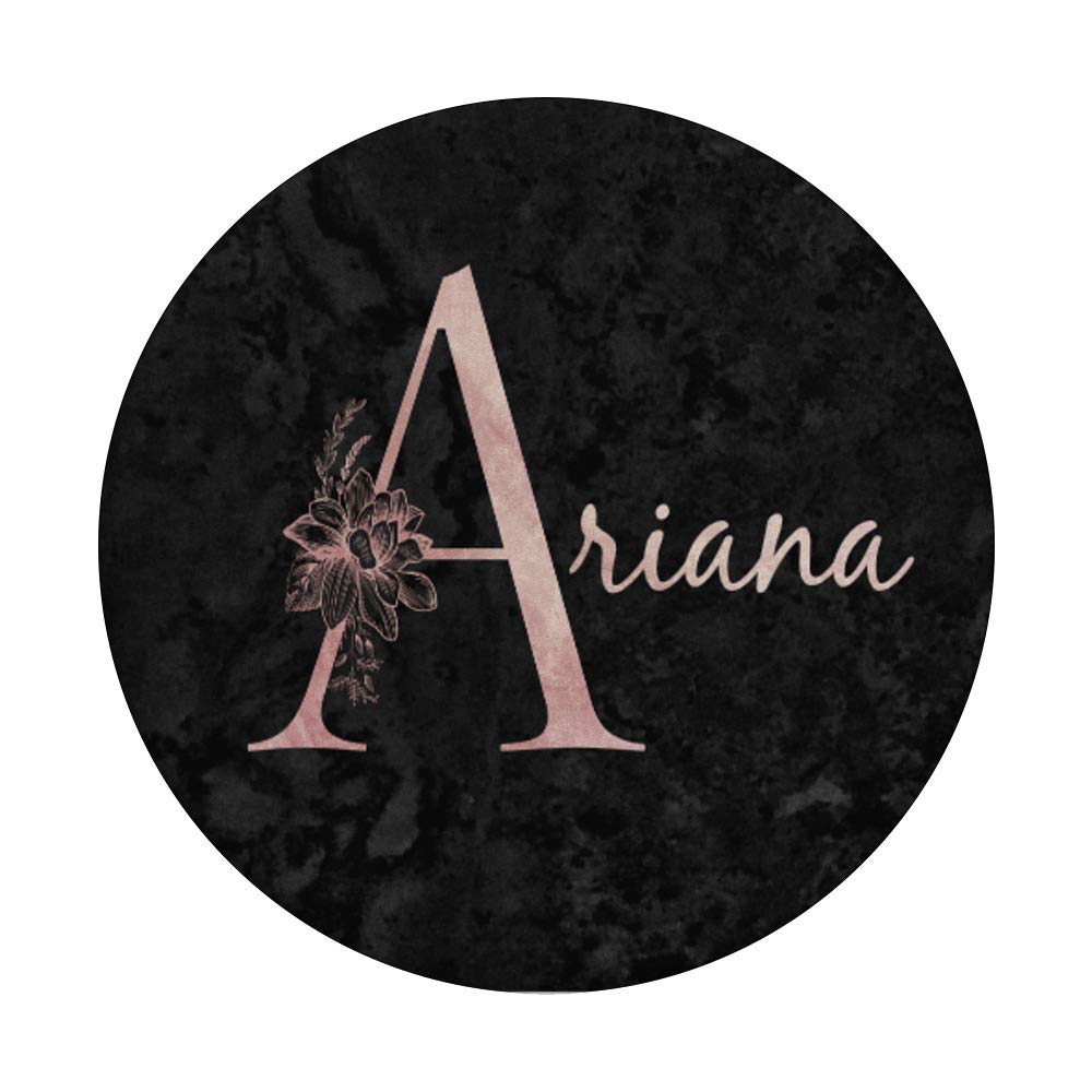 Ariana Name Personalized Pink Rose on Black Design PopSockets Swappable PopGrip - Stylish Phone Grip Stand for iPhone, Samsung & Smartphones - Perfect Gift for Girls, Teens & Women