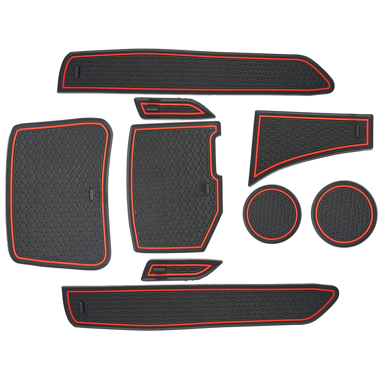 Auovo Custom Fit Anti Dust Mats for Chevy Camaro 2016-2023 - 9-Piece Set (Red) | Door Compartment Liners & Cup Holder Mats | Interior Protection & Easy Cleaning | Perfect for Daily Driving & Car Shows