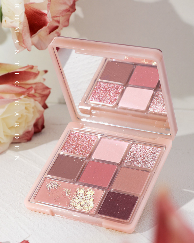 HOLD LIVE Bunny Garden Lip Gloss & Eyeshadow Set - Cute Floral Makeup Kit for Spring, Party & Everyday Wear