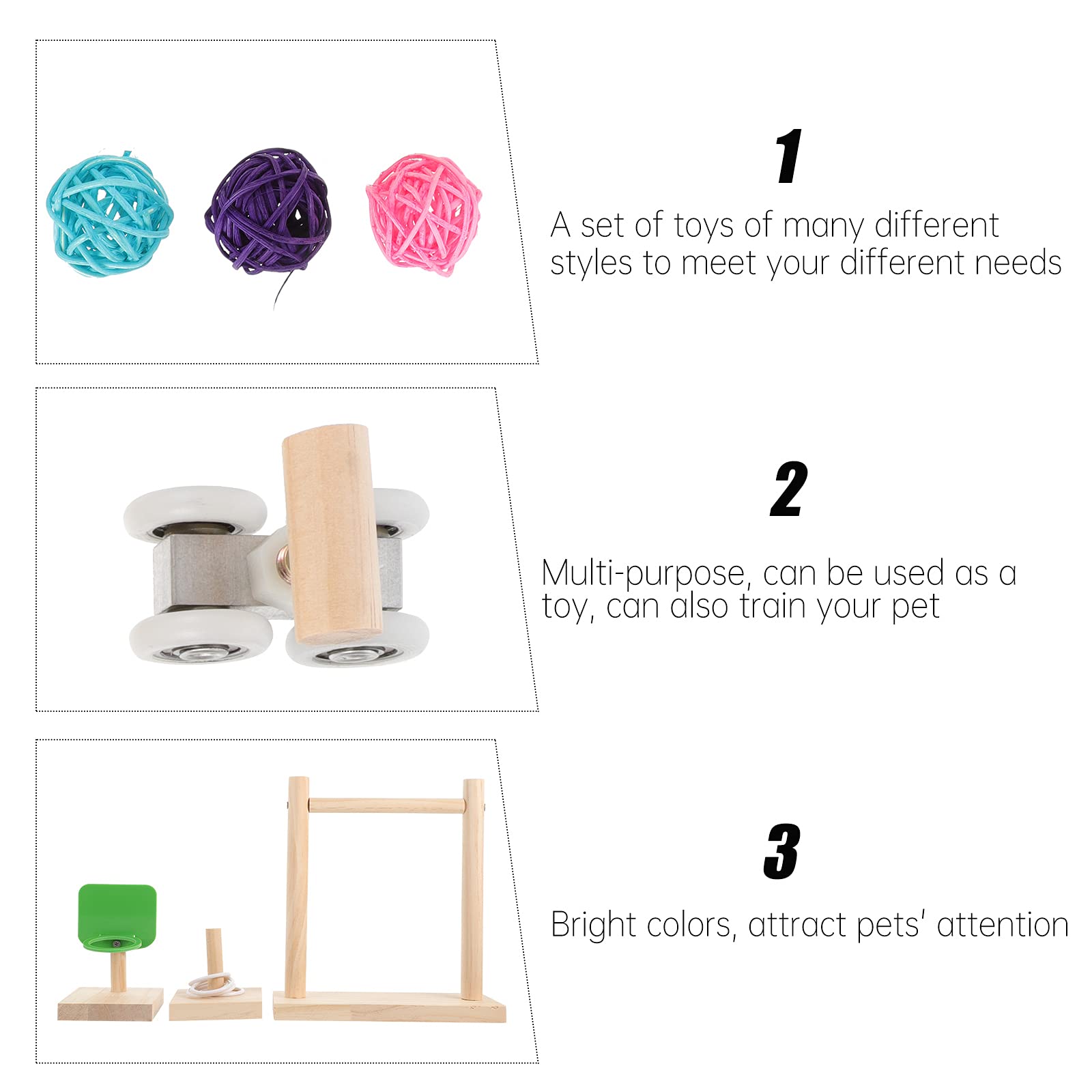 8pcs Parrot Training Toys Set - Mini Bird Basketball, Wooden Perch Stand, Rattan Chew Ball for Small Birds - Perfect for Playtime, Exercise & Mental Stimulation