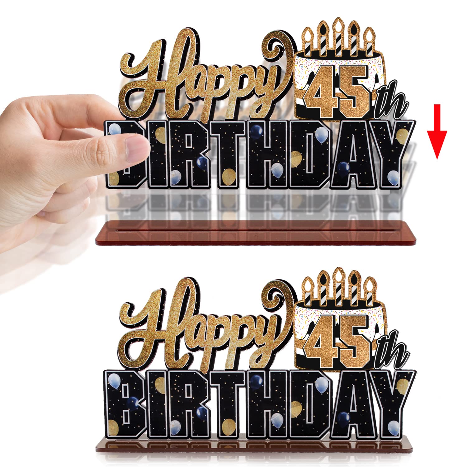 LINGTEER 45th Birthday Gold Acrylic Table Topper Centerpiece Set - Cheers to 45 Years Party Decorations for Women & Men - Perfect for Anniversary Celebrations, Retirement Parties & Milestone Events