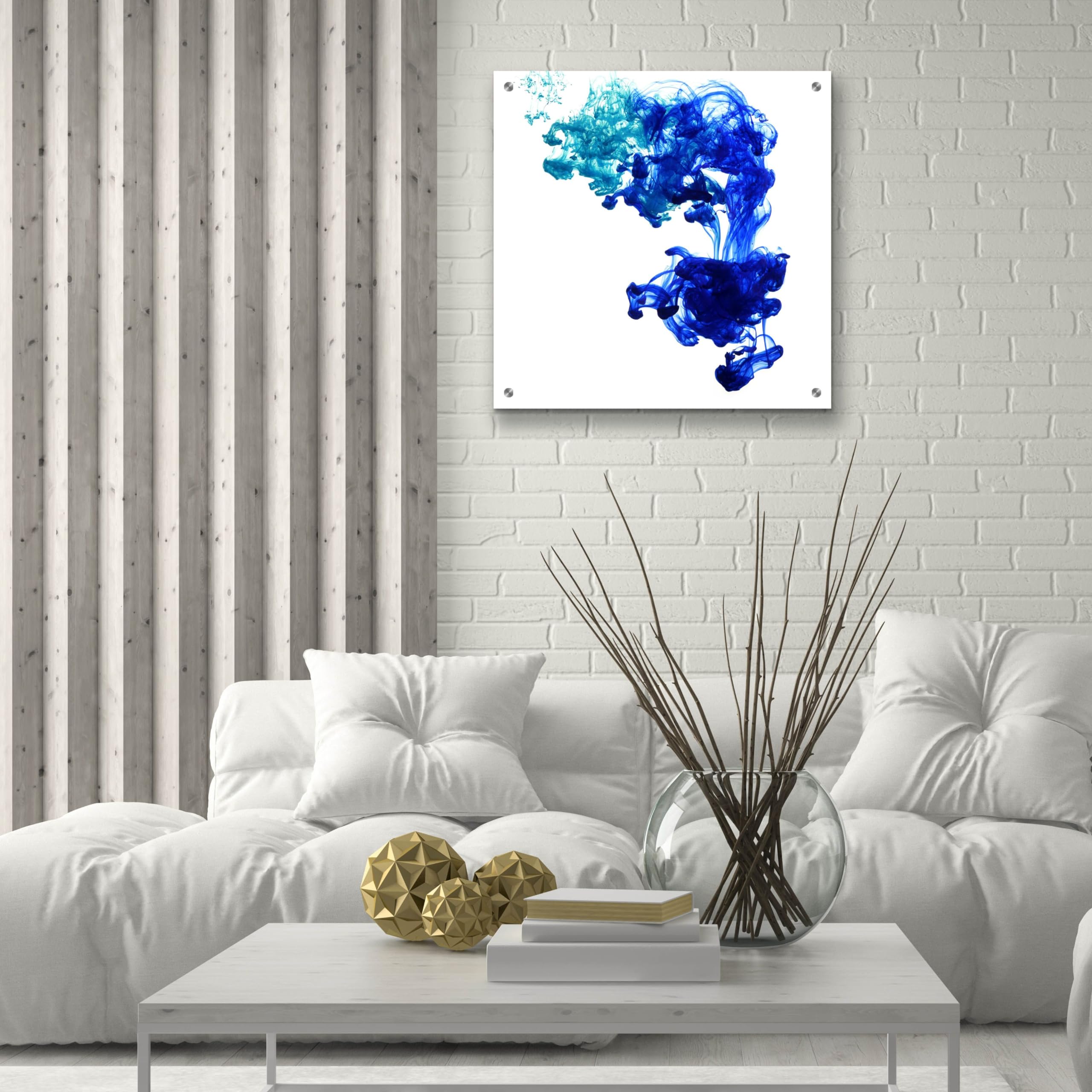 Epic Art 'Sapphire Tear' by Epic Portfolio - 24x24 Inch Acrylic Glass Wall Decor - Modern Abstract Painting for Living Room, Bedroom & Office Decor