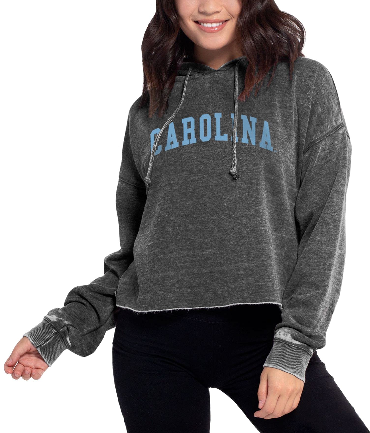 Chicka-D Women's Burnout Cropped Hoodie - Soft Vintage Style Pullover Sweatshirt for Casual Wear, Street Fashion & Layering Outfits