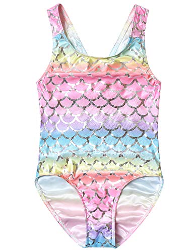 Girls Unicorn Mermaid One Piece Bathing Suit - Cute Swimwear for Kids Beach Pool Party Summer Vacation