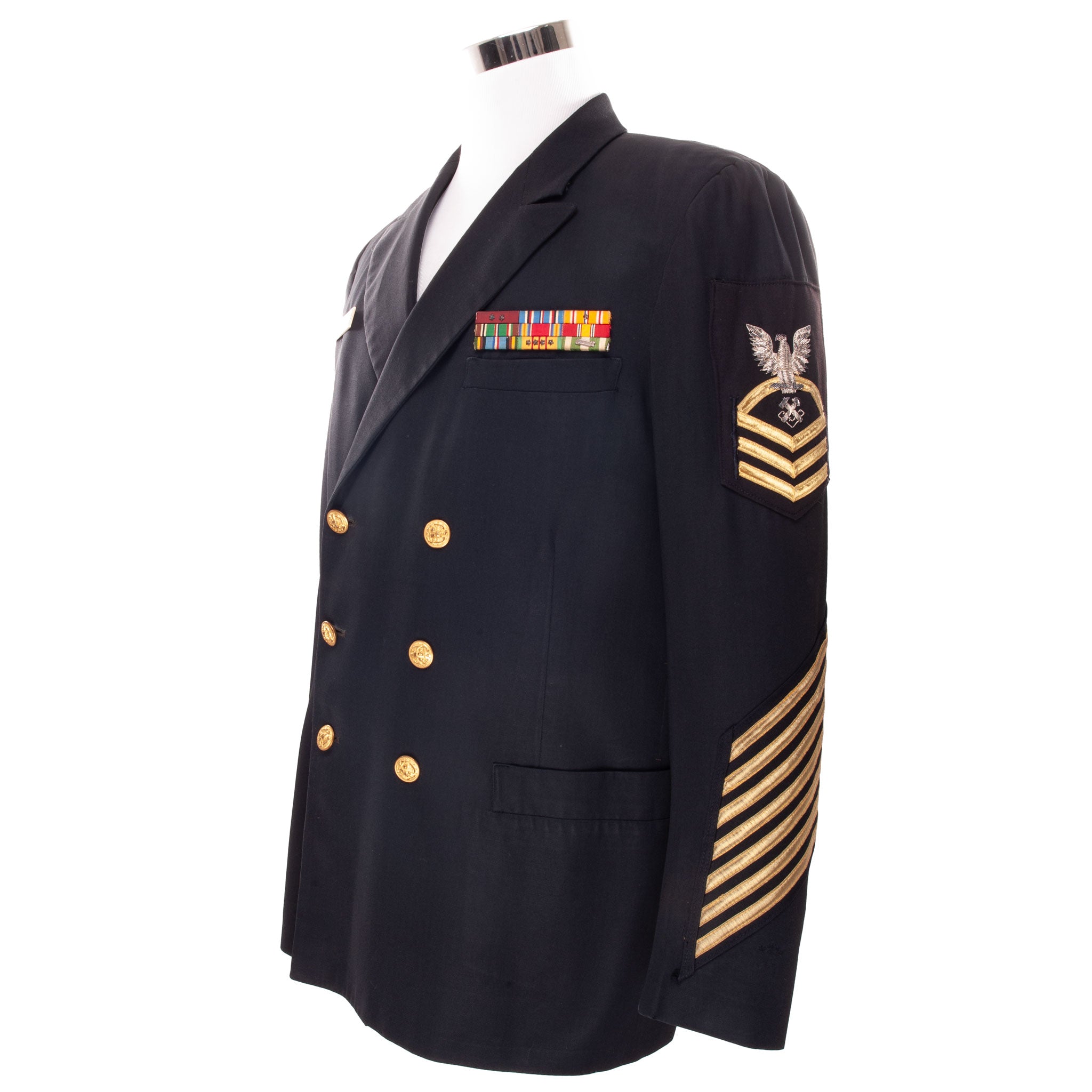 Vintage US Navy Uniform Dress Jacket with Bullion Patch - Size 44 | Post Vietnam War Military Collectible for Reenactment & Display