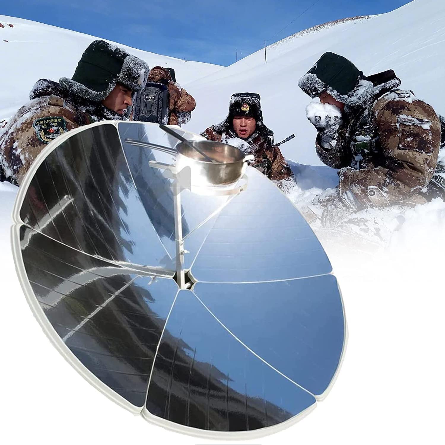 High Efficiency 1800W Portable Aluminum Parabolic Solar Cooker - Solar Stove & Oven for Outdoor Cooking, Camping, Picnics & Travel - Perfect for Eco-Friendly Family BBQs & Emergency Preparedness