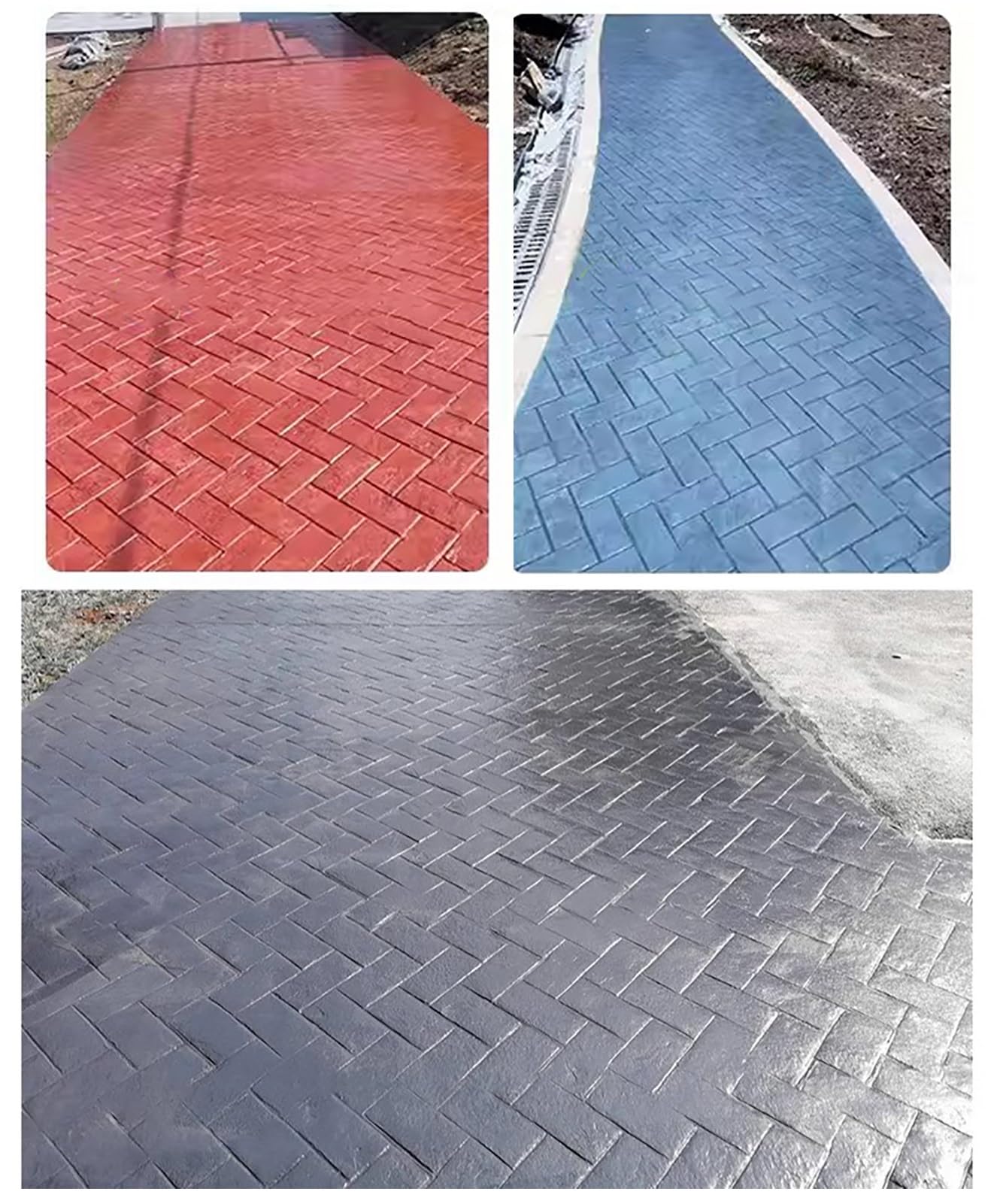 Herringbone Concrete Stamp Paving Molds - Brown Brick Pattern Stamping Mat for DIY Patio, Walkway & Driveway - Stone Texture Tile Imprint Decorative Concrete Tool (1PC) - Perfect for Garden, Poolside & Outdoor Flooring Projects