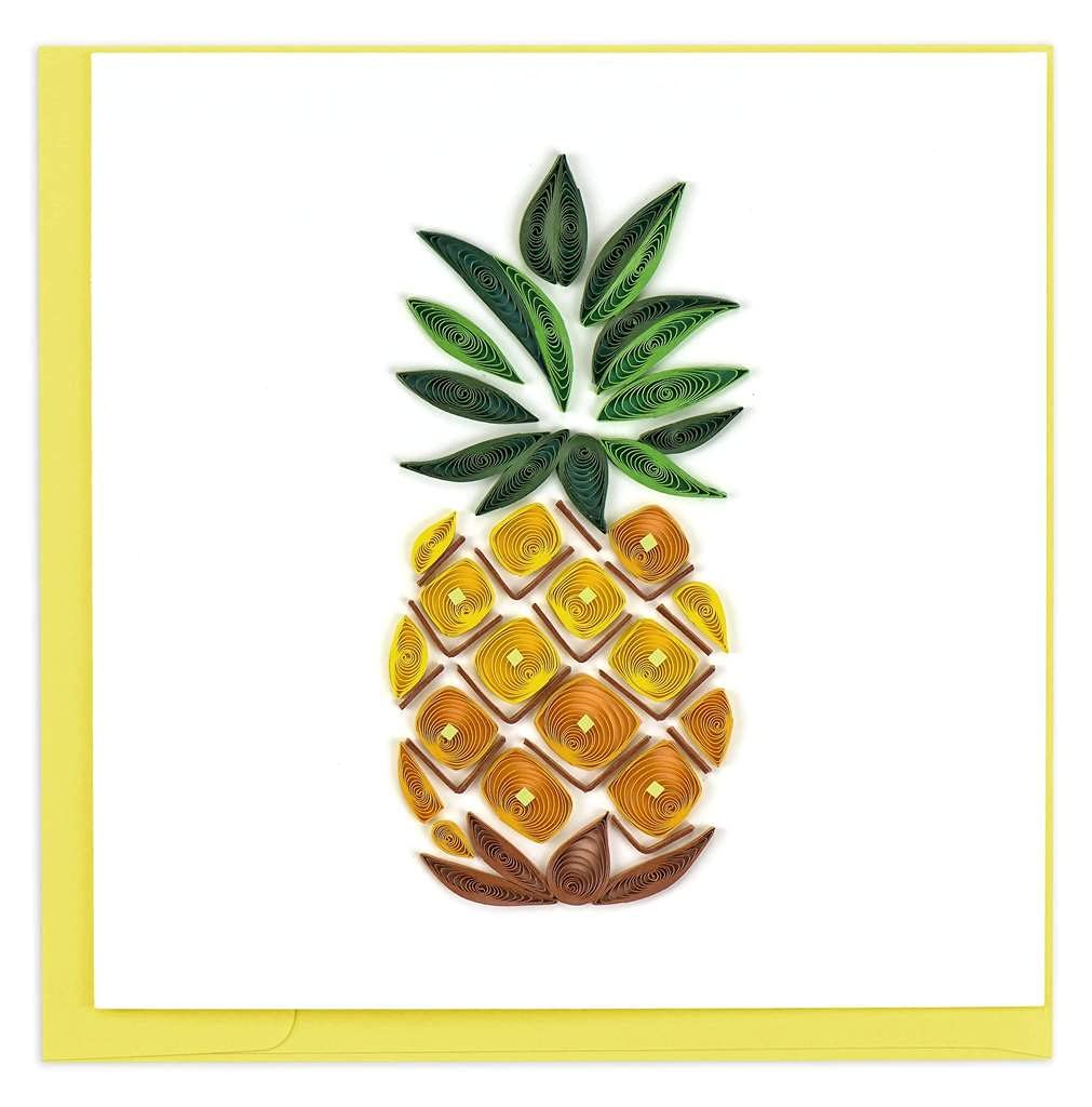 Quilling Pineapple Greeting Card 6x6 Inch - Perfect for Birthdays & Anniversaries