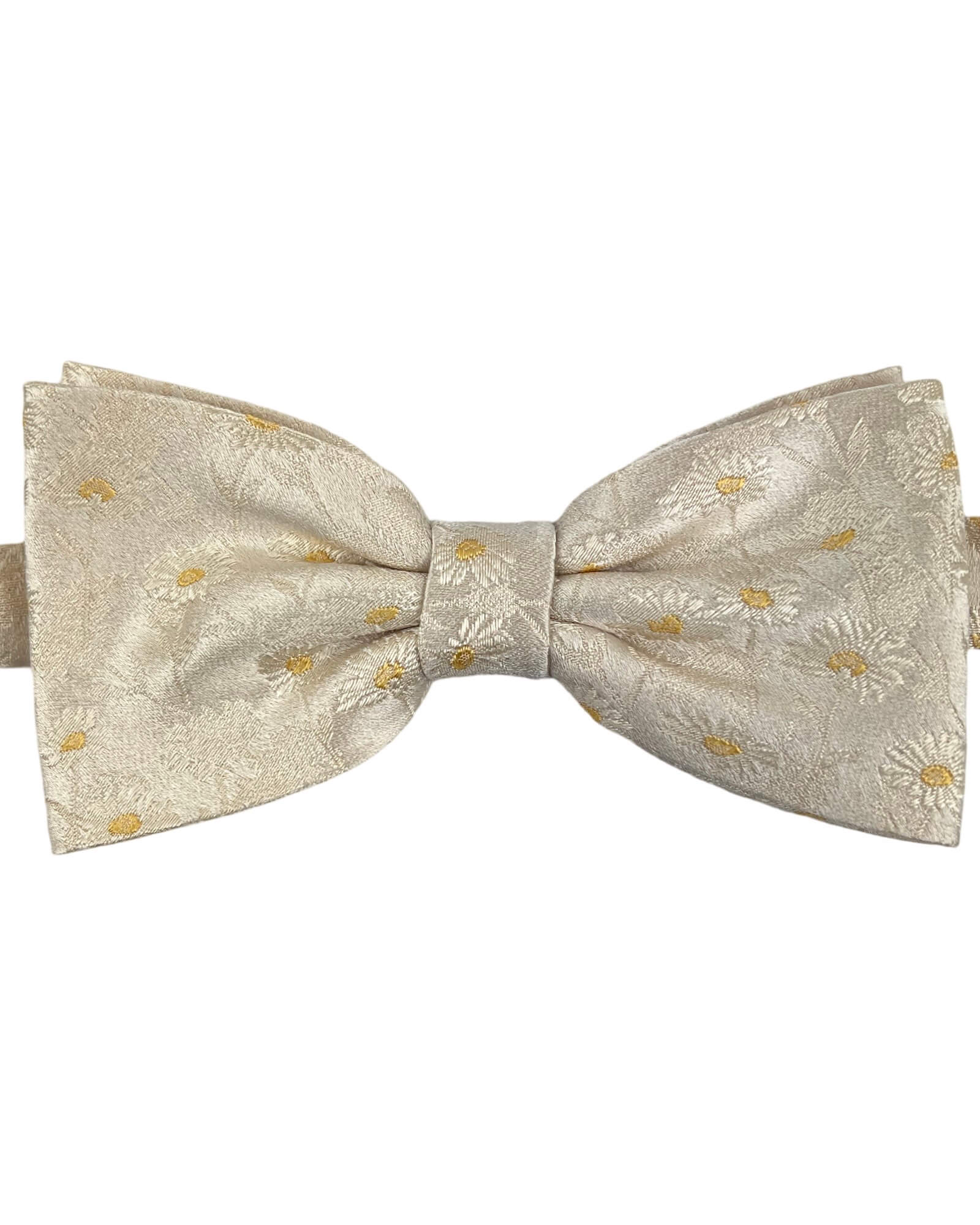 DÉCLIC Margherita Floral Bow Tie for Men - Ivory Silk Wedding Necktie - Perfect for Formal Events, Prom, Parties & Special Occasions