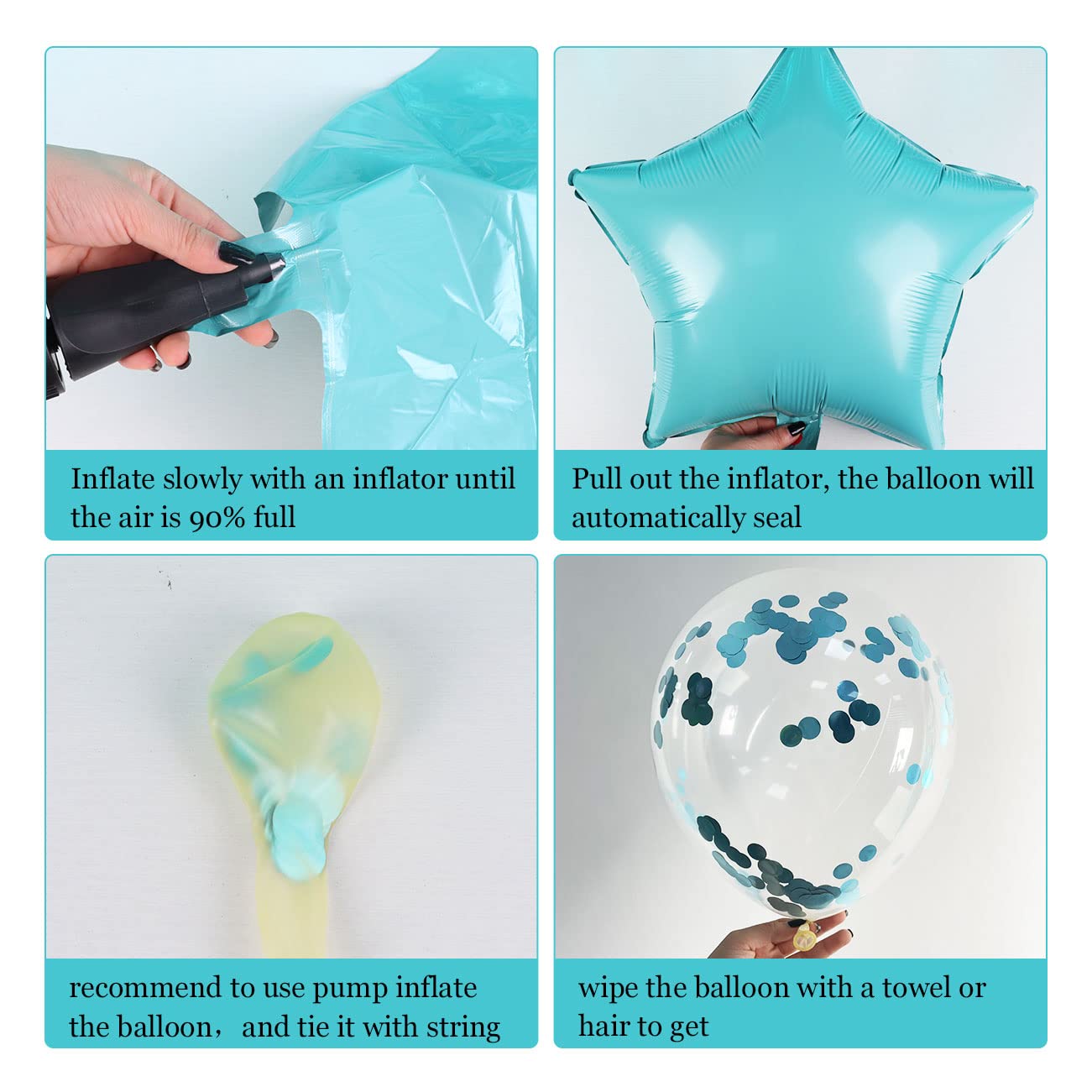 Teal Birthday Decorations for Girls - Happy Birthday Banner, Sash & Cake Topper Set, Turquoise Blue Metallic Tinsel Backdrop | Party Photo Booth Decor, Baby Shower, Gender Reveal Celebration