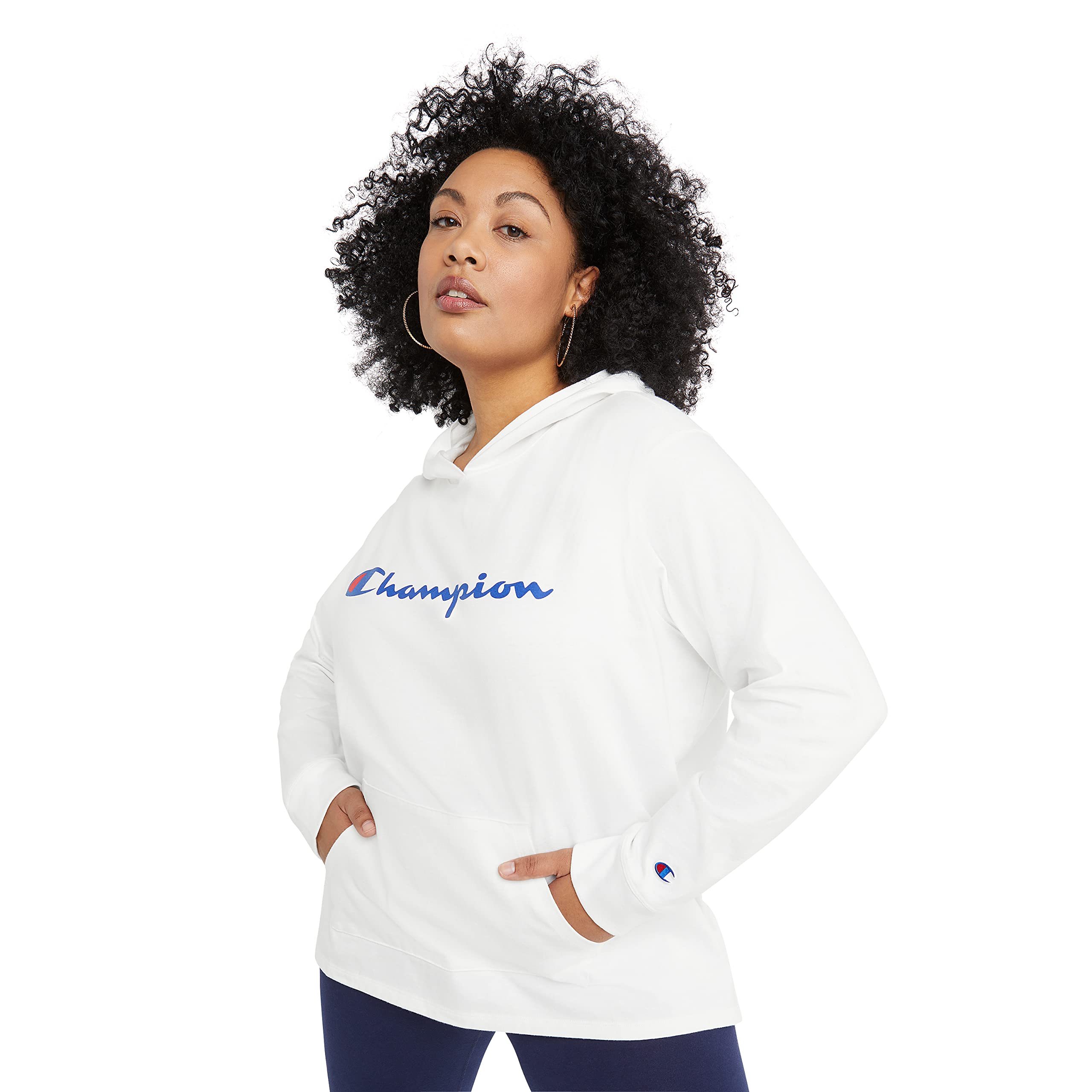 Champion Women's Mid-Weight Hooded Jersey Knit Pullover Sweatshirt - Soft Casual Hoodie with Script Logo for Gym, Lounge & Everyday Wear