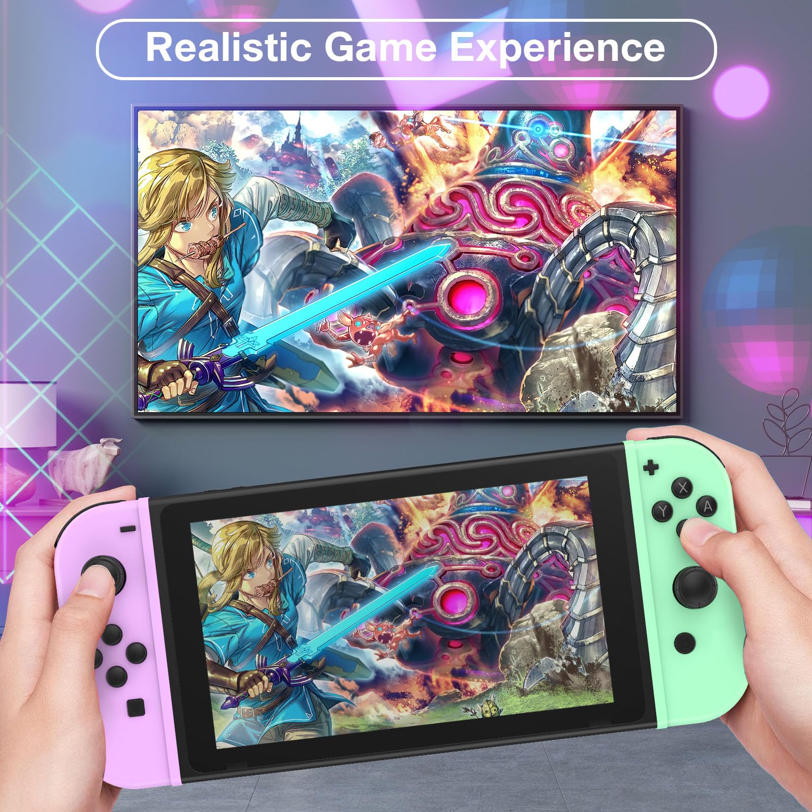 Wireless Nintendo Switch Controller Replacement - Compatible with Switch, Lite & OLED, Motion Control, Wake-up & Dual Vibration - Perfect for Gaming, Multiplayer & Family Entertainment