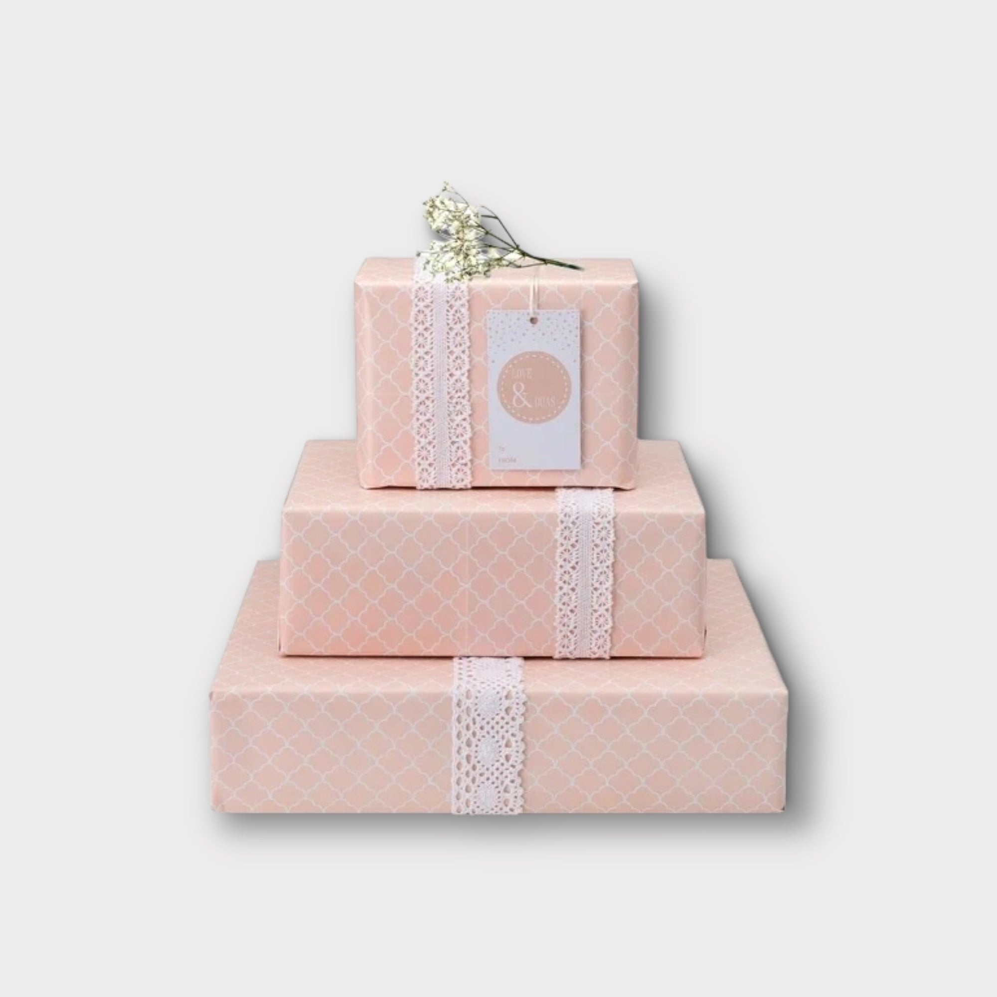 Love & Du'as Gift Wrap Blush - Elegant Pink Wrapping Paper for Wedding, Birthday & Special Occasions - Perfect for DIY Gift Boxes & Party Decorations
