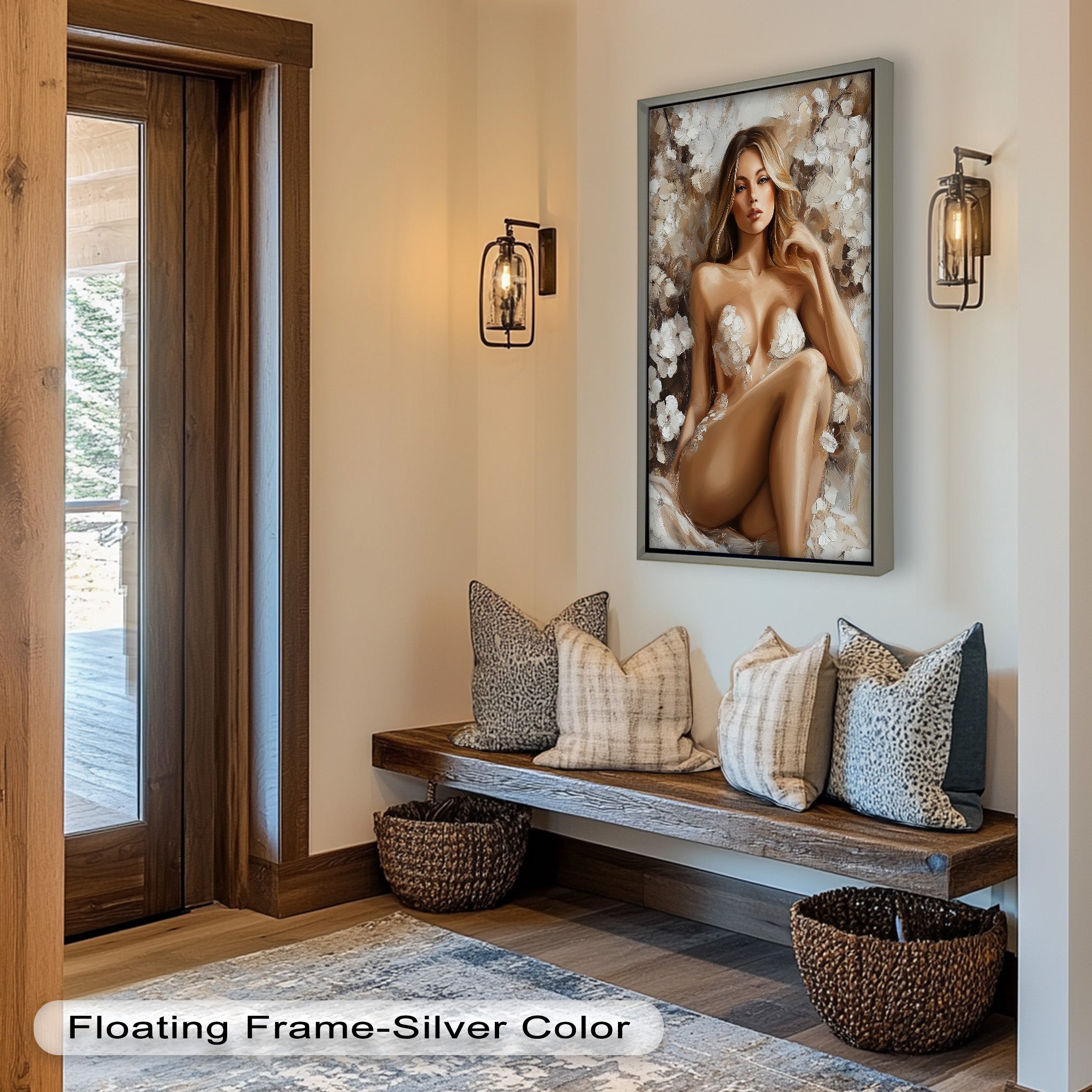 Blossom Muse Romantic Nude Oil Painting - Handmade Canvas Art for Home Decor, Bedroom & Living Room Wall Art