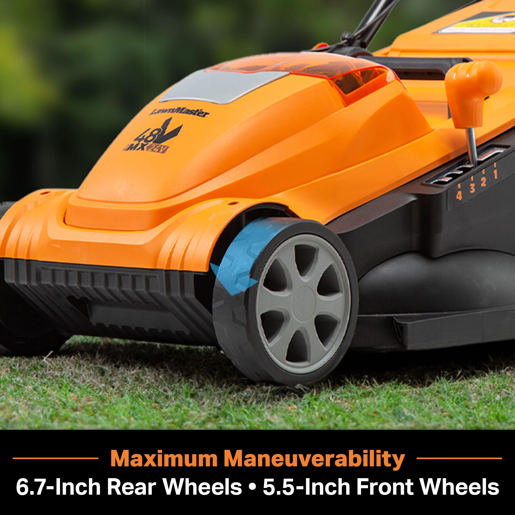 LawnMaster CLMF4815E 48V MAX* 15-Inch Brushless Cordless Lawn Mower with 2X24V MAX* 4.0Ah Batteries & Dual Charger - Perfect for Small to Medium Yards, Quiet & Eco-Friendly Mowing