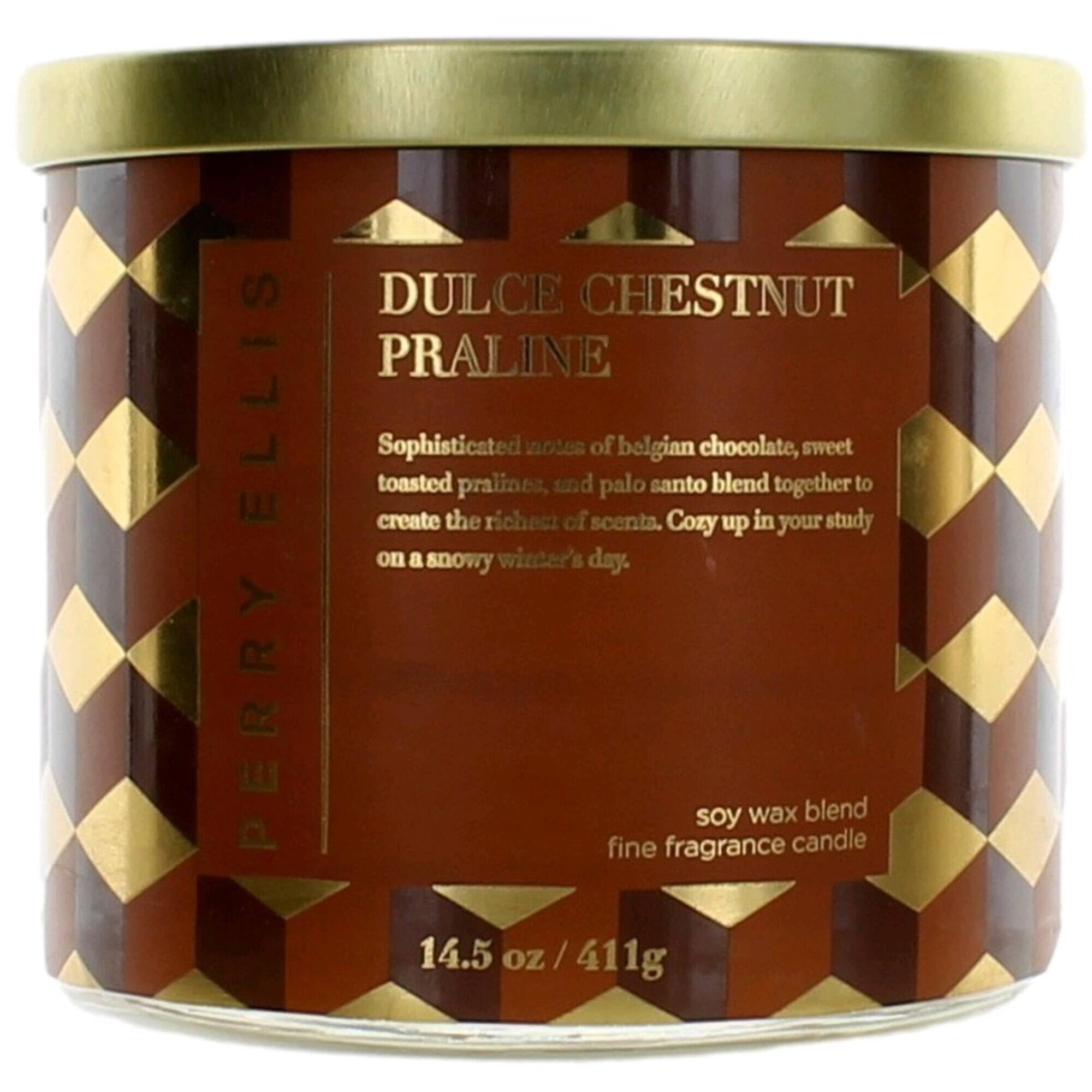 Perry Ellis Scented Soy Candle - Dulce Chestnut Praline Fragrance, Long-Lasting Aromatherapy Candle for Home, Relaxation & Gifts