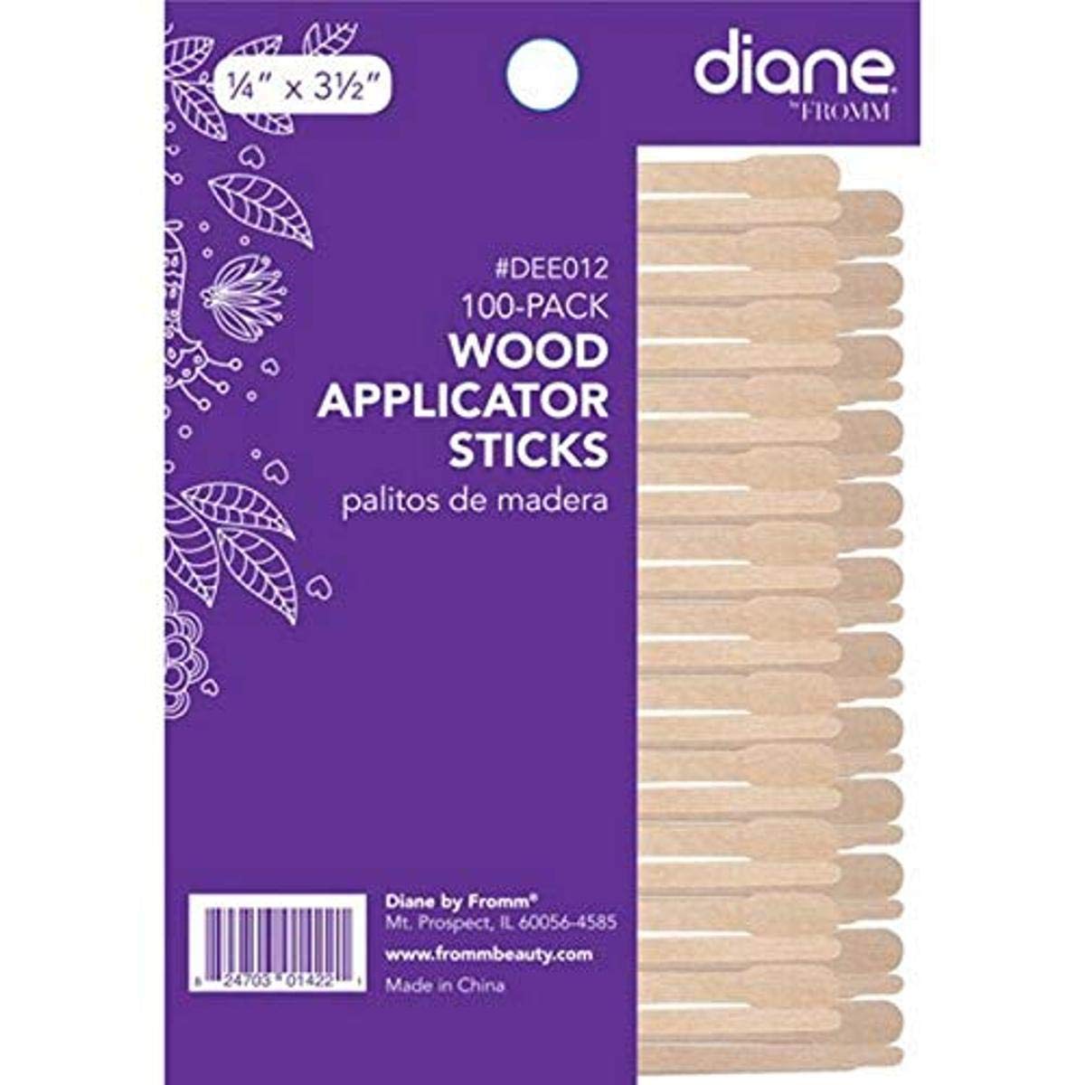 Diane DEE012 100-Pack Wooden Applicator Sticks for Crafts, Makeup, Nail Art & Medical Use - Natural Wood Cotton Swabs for DIY Projects, Beauty Application & First Aid