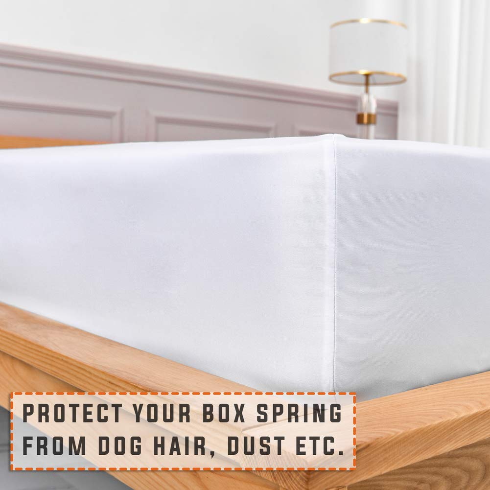 Twin Six Premium Bed Box Spring Cover - Full/Full XL Size - White Mattress Protector Encasement & Modern Bed Skirt | Perfect for Guest Rooms, Master Bedrooms & Dorm Decor