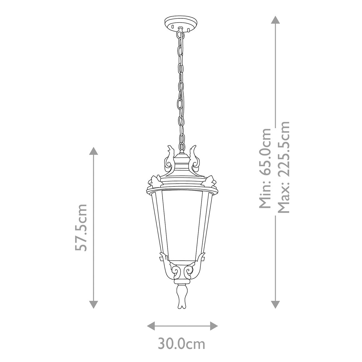 Baltimore 1 Light Medium/Large Chain Lantern in Weathered Bronze - IP44 Rated E27 Outdoor Hanging Light for Porch, Garden & Patio Decor