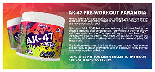 AK 47 Labs Paranoia Pre Workout Powder - Energy Booster & Vitamin Supplement, 30 Servings for Intense Workouts & Gym Performance